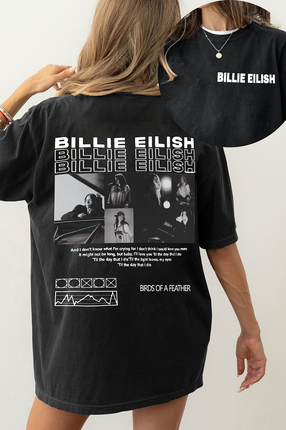 New T-Shirt Billie Eilish Merch, Shirt Billie Eilish Birds Of Feather For Women