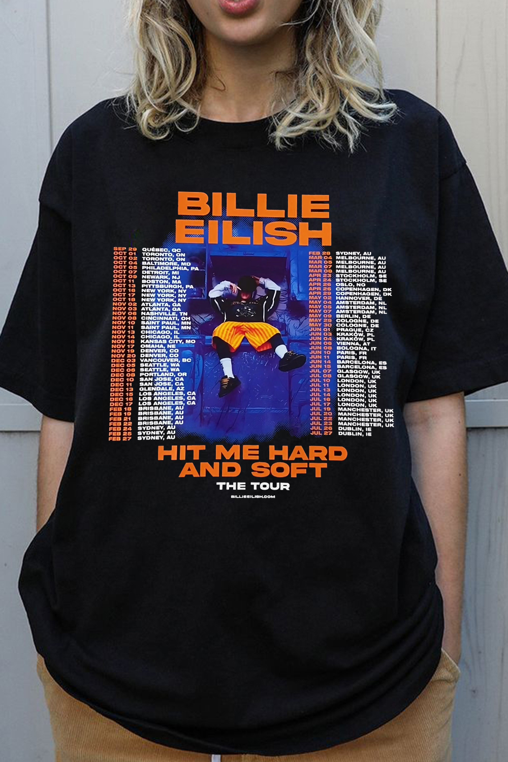 New T-Shirt Billie Eilish Merch, Shirt Billie Eilish Poster Letter Print Short-Sleeved