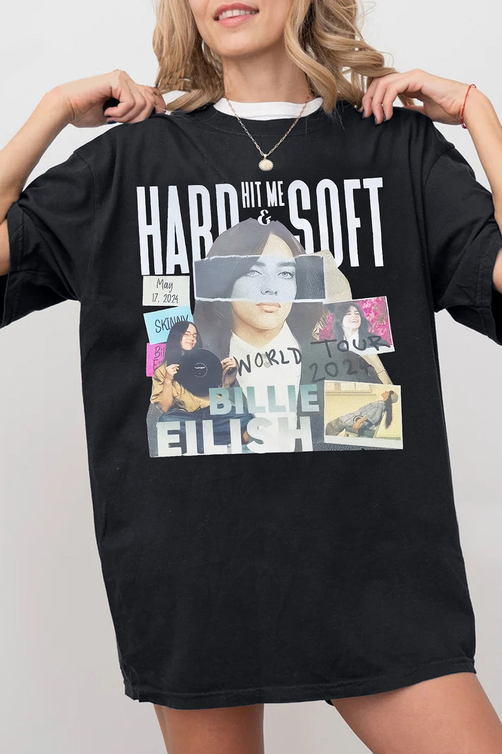 New T-Shirt Billie Eilish Merch, Shirt Billie Eilish Hit Me Hard And Soft Tour Graphic For Women