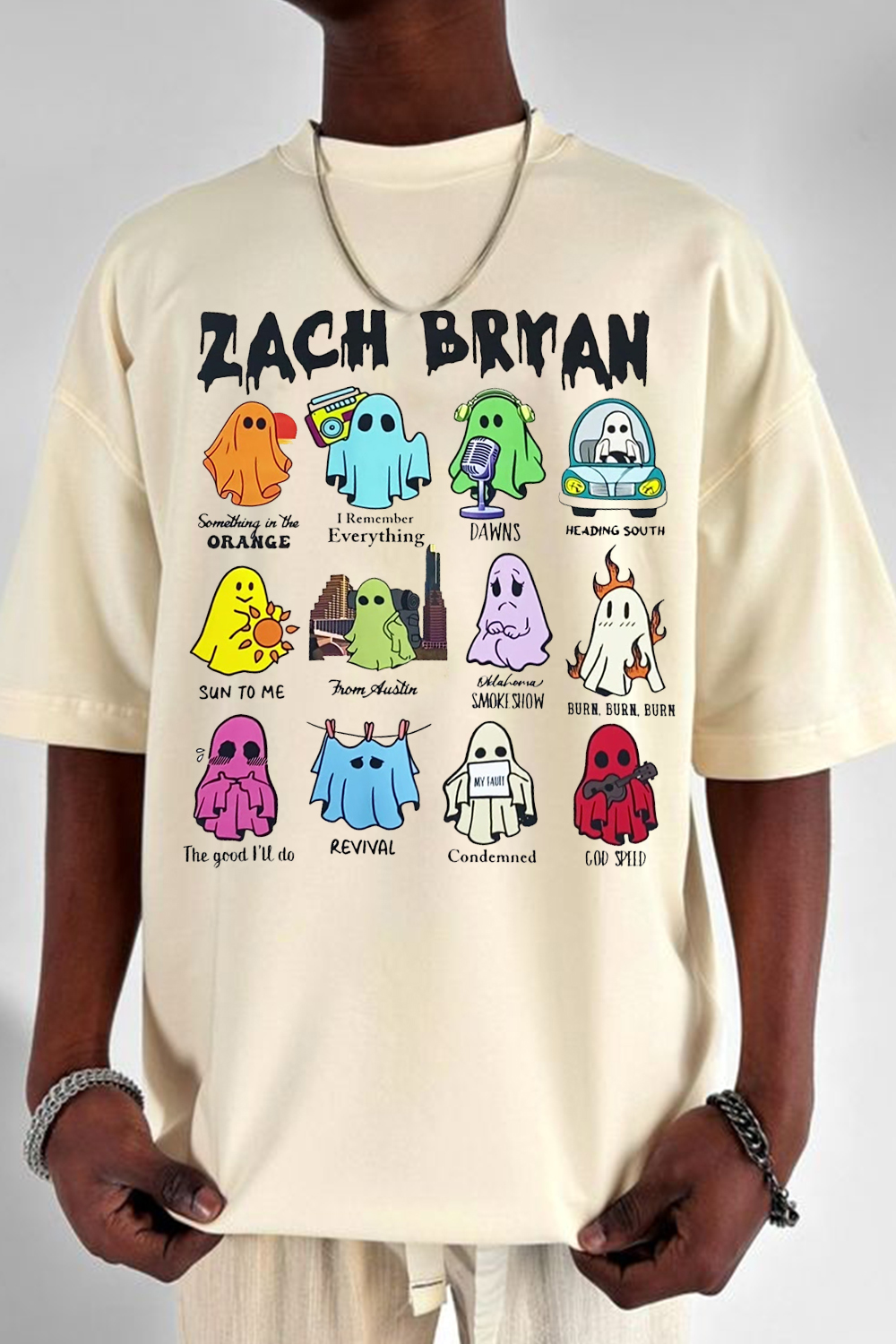 New T-Shirt Zach Bryan Merch, Shirt Zach Bryan Cartoon Short-Sleeved Men’S