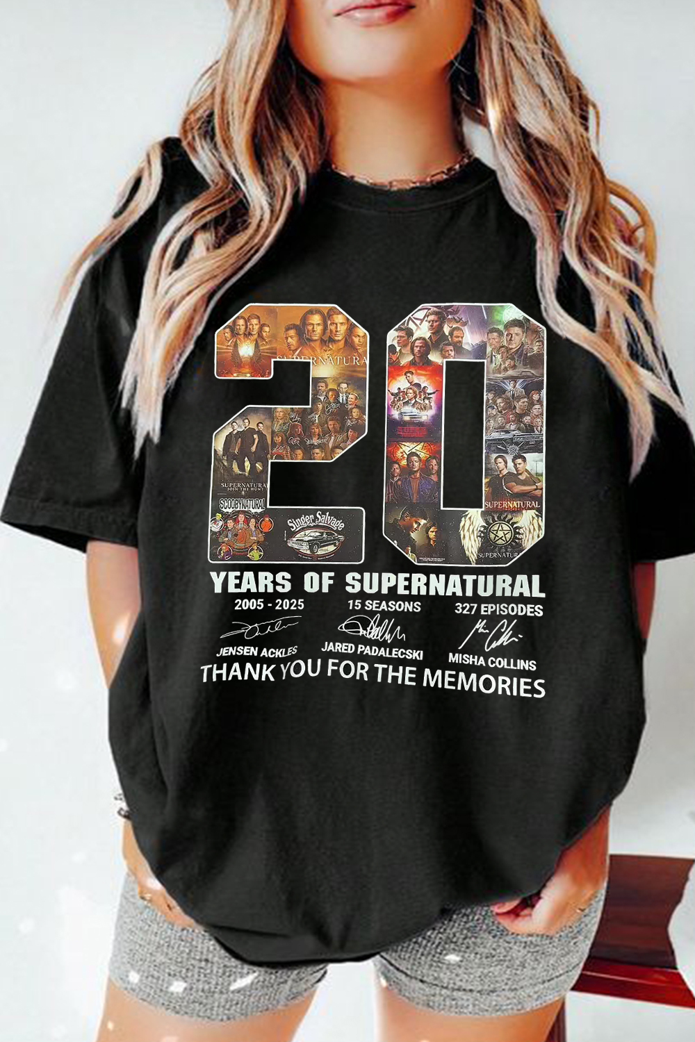 New T-Shirt 20 Years Merch, Shirt 20 Years Of Supernatural Print Short-Sleeved