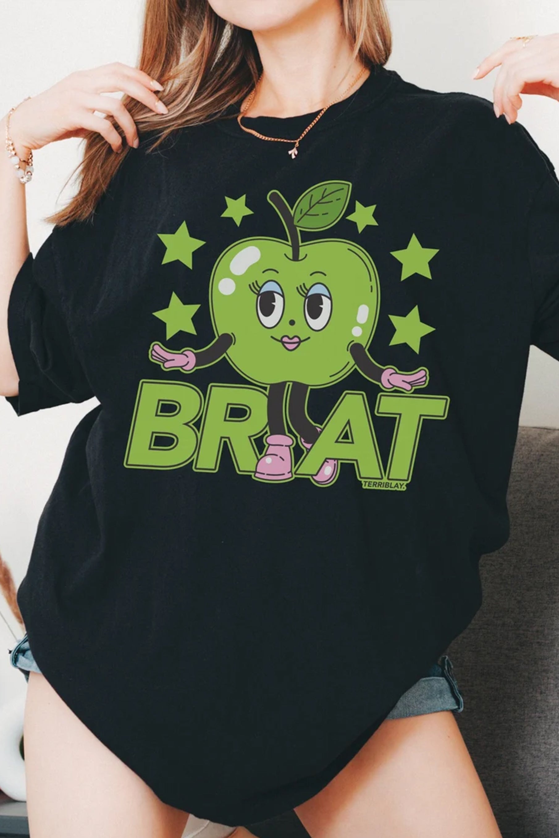 New T-Shirt Y2K Style Merch, Shirt Y2K Style Brat Apple Charli For Women