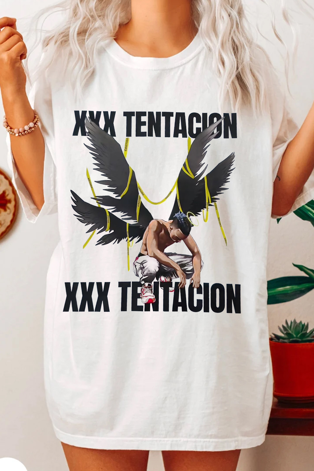 T-Shirt Xxxtentacion Angel Merch, Shirt Xxxtentacion Angel Round Neck Women'S Short Sleeve