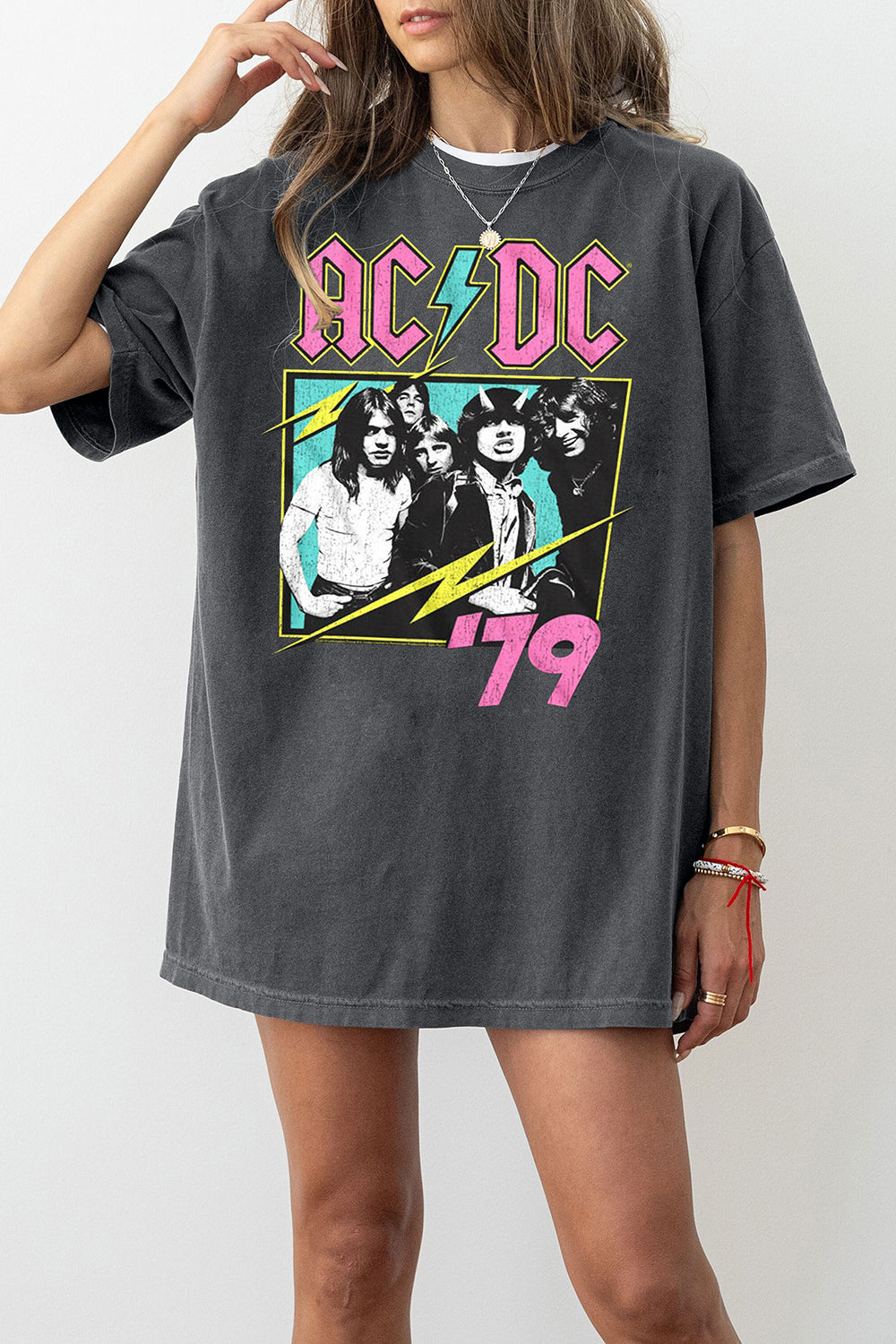 New T-Shirt Womens Neon Merch, Shirt Womens Neon Highway To Hell Acdc For Women