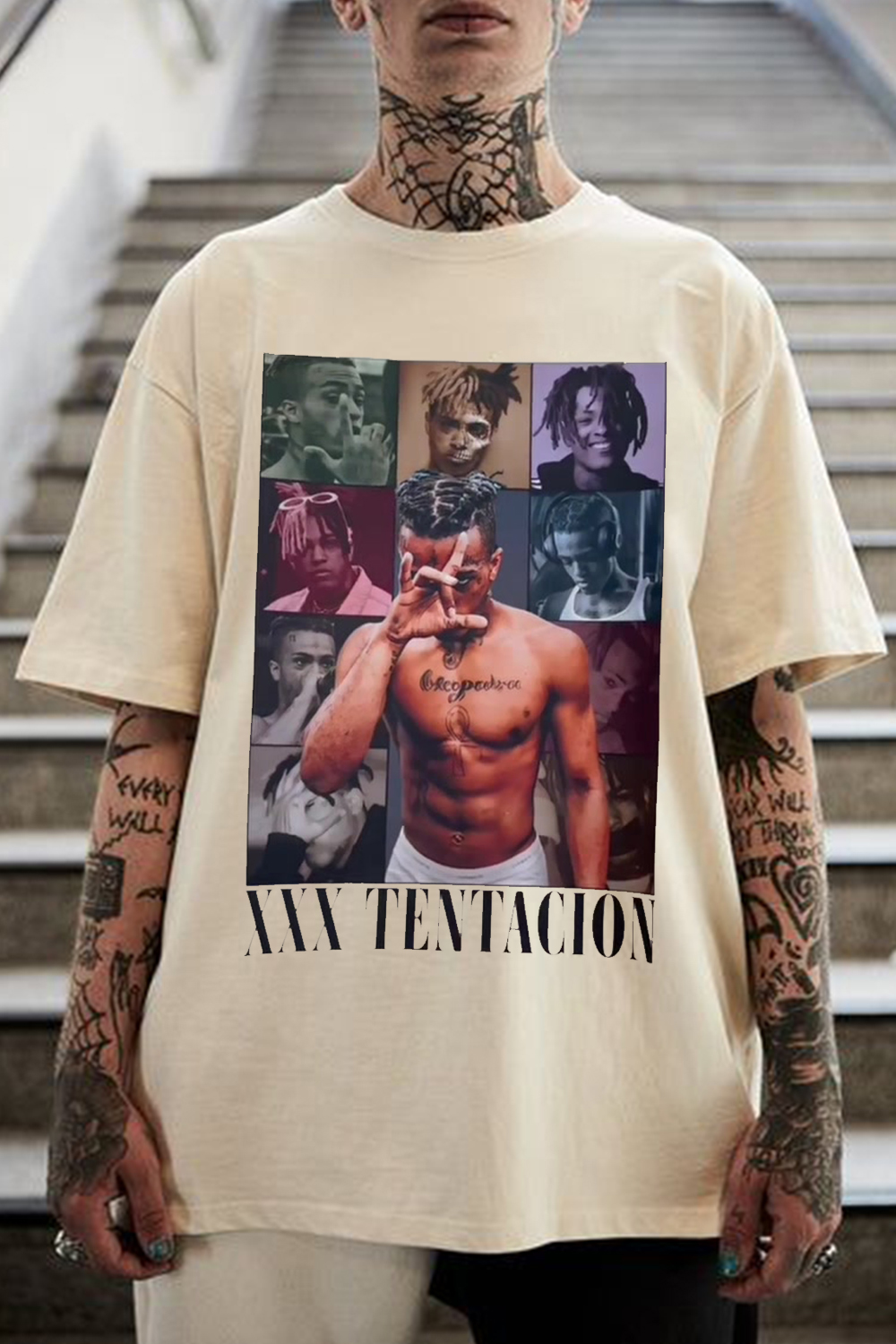 New T-Shirt Xxxtentacion Cartoon Merch, Shirt Xxxtentacion Cartoon Print Round Neck Men’S Short-Sleeved
