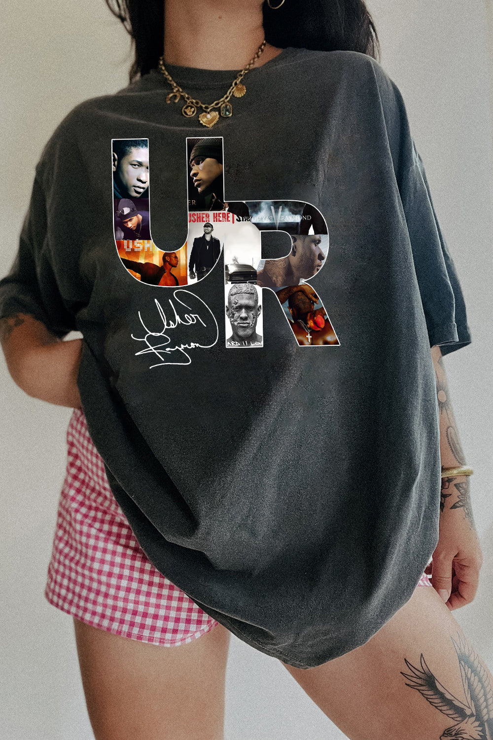 New T-Shirt Usher World Merch, Shirt Usher World Tour Signature Usher Past Present Future World Tour For Women