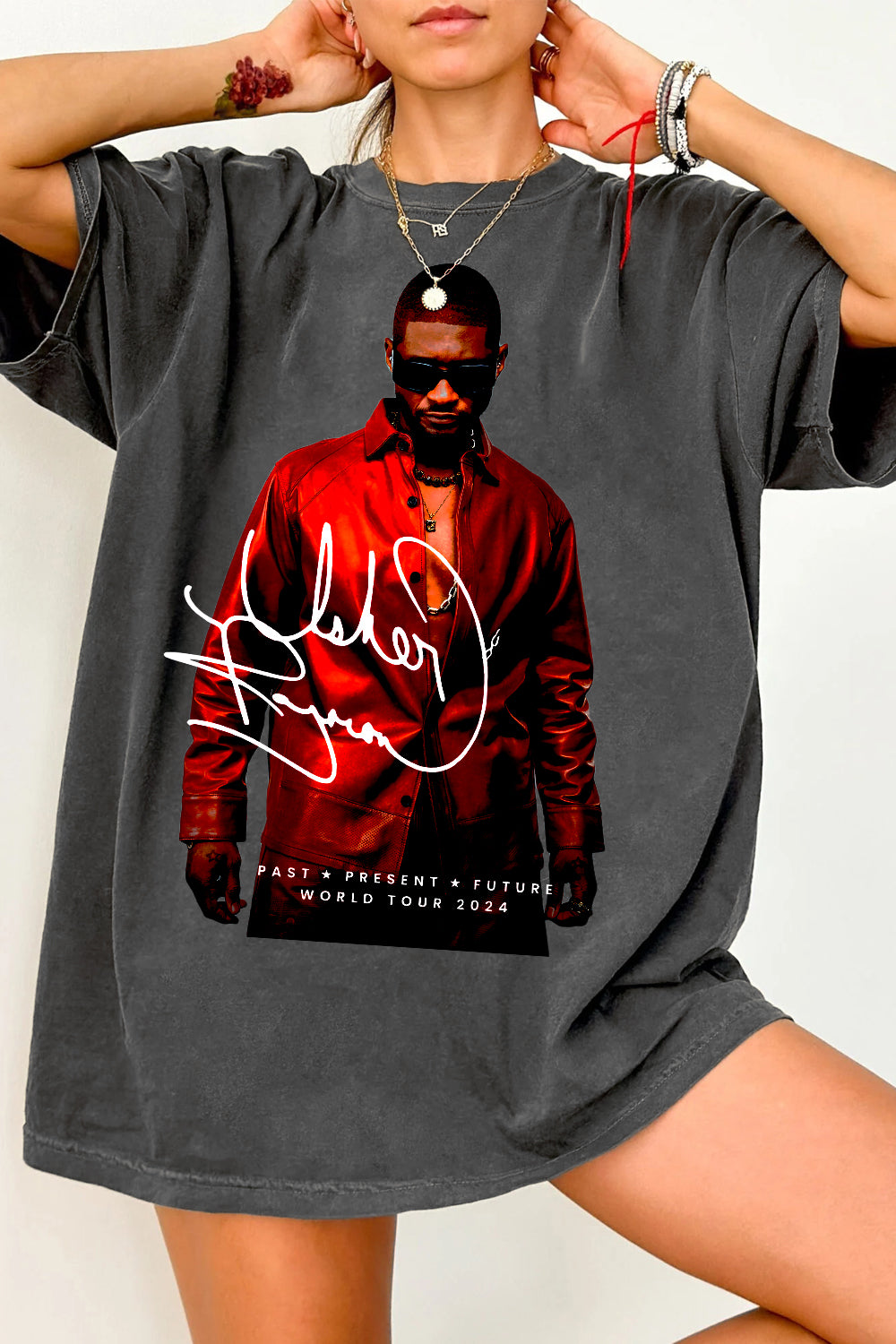 T-Shirt Usher Past Merch, Shirt Usher Past Present Future Tour For Women