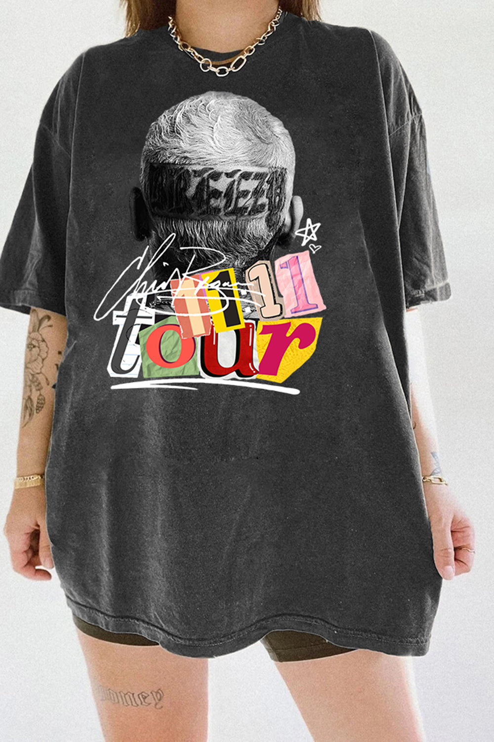 T-Shirt Vintage Chris Merch, Shirt Vintage Chris Brown 11:11 Tour For Women
