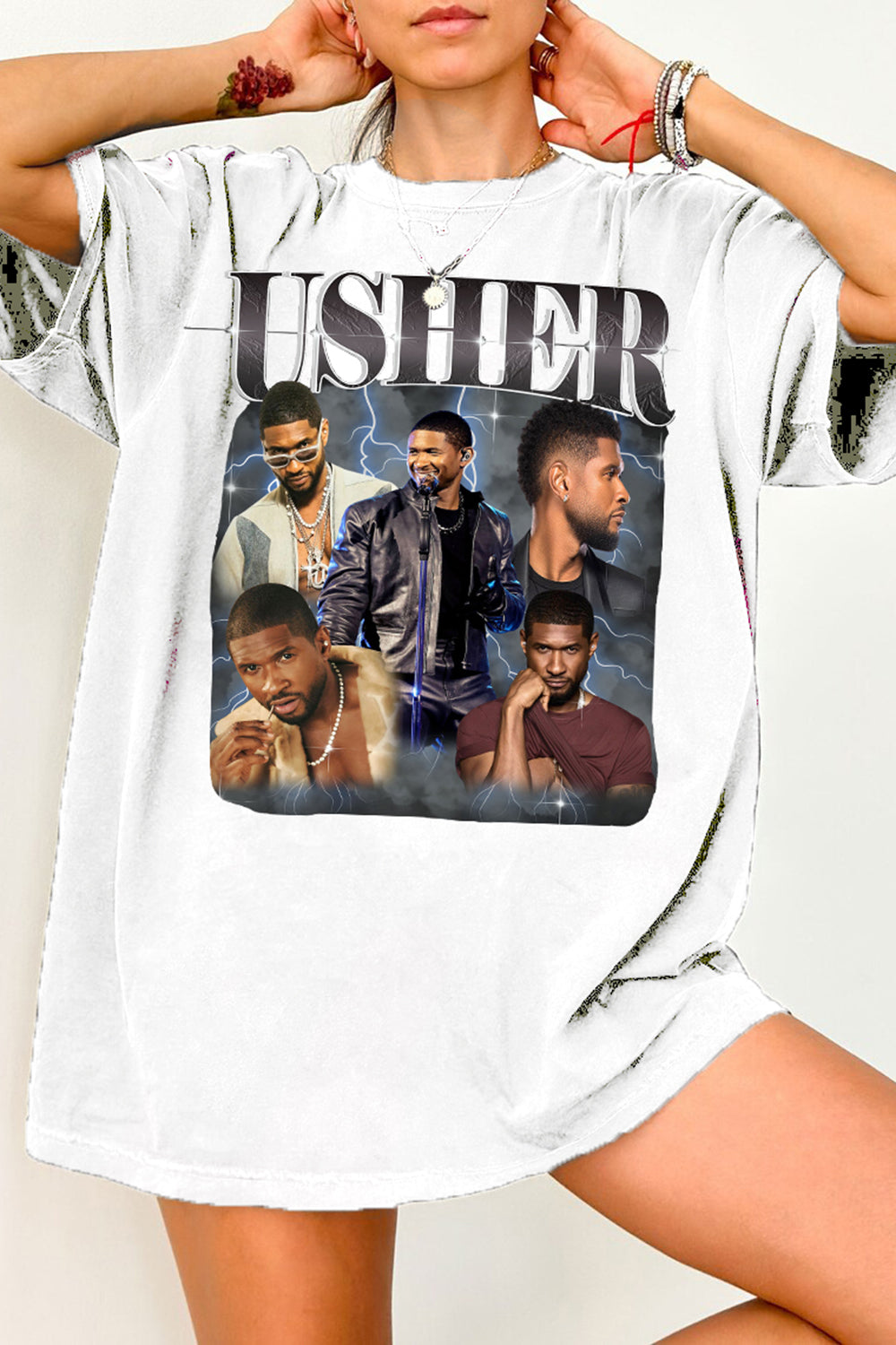 New T-Shirt Usher Retro Merch, Shirt Usher Retro Graphic R&B Concert For Women