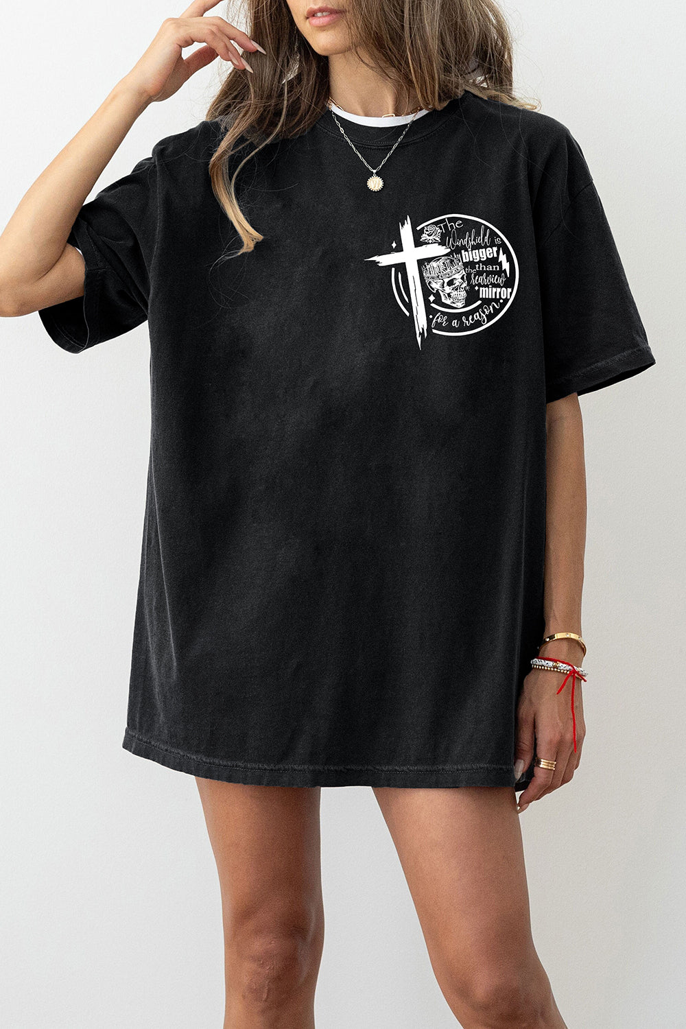 New T-Shirt The Windshield Merch, Shirt The Windshield Is Bigger Than The Rearview Mirror Jelly Roll For Women