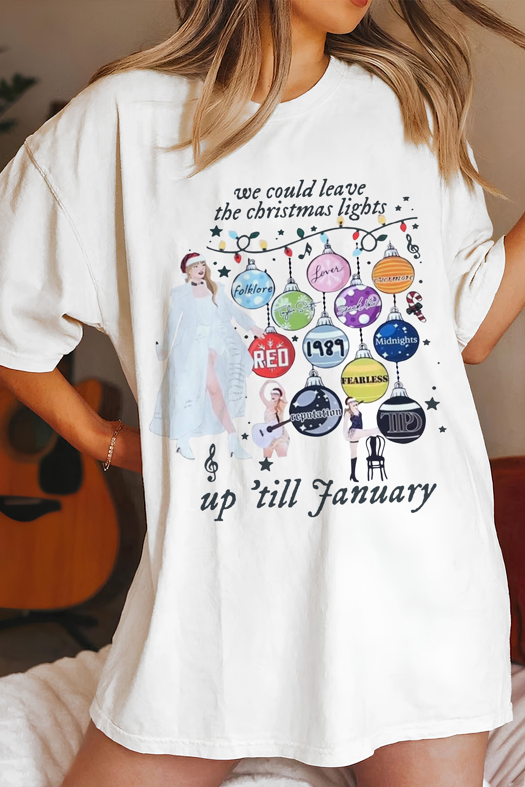 New T-Shirt Ttpd Chrismas Merch, Shirt Ttpd Chrismas Lights For Women