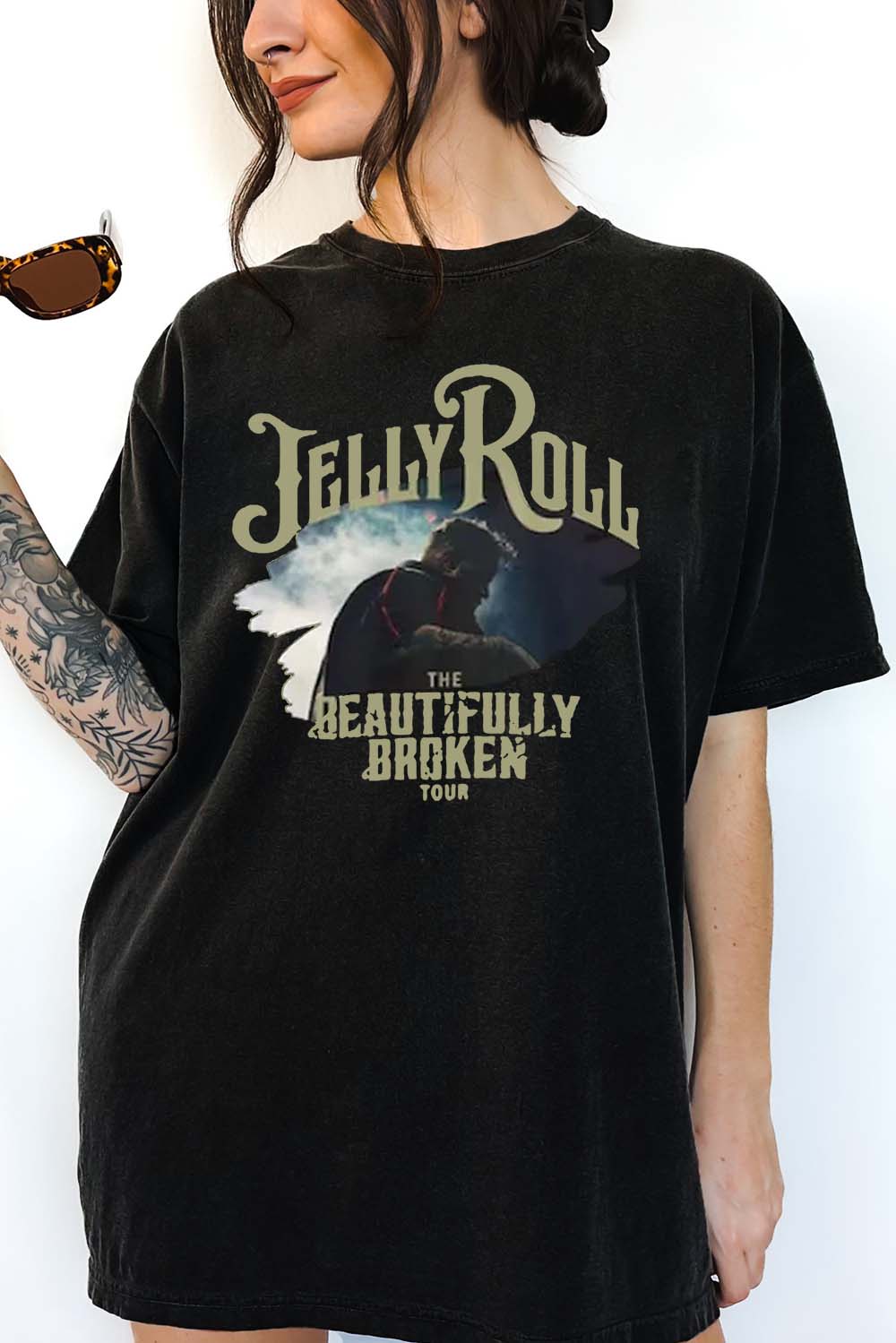 New T-Shirt The Beautifully Merch, Shirt The Beautifully Broken Tour 2024 Jelly Roll For Women