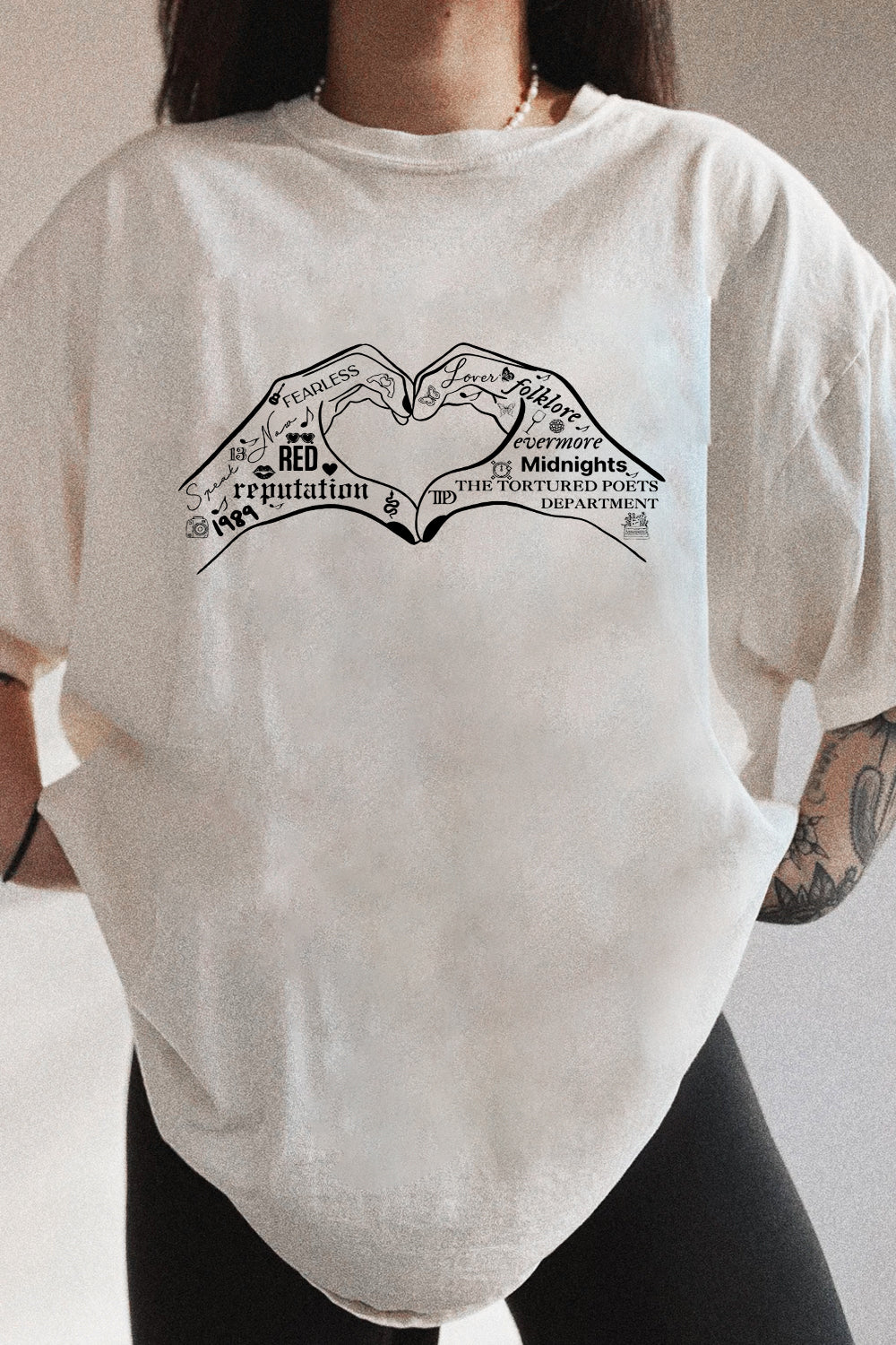 T-Shirt Taylor Swift Merch, Shirt Taylor Swift Album Hand Love Heart For Women