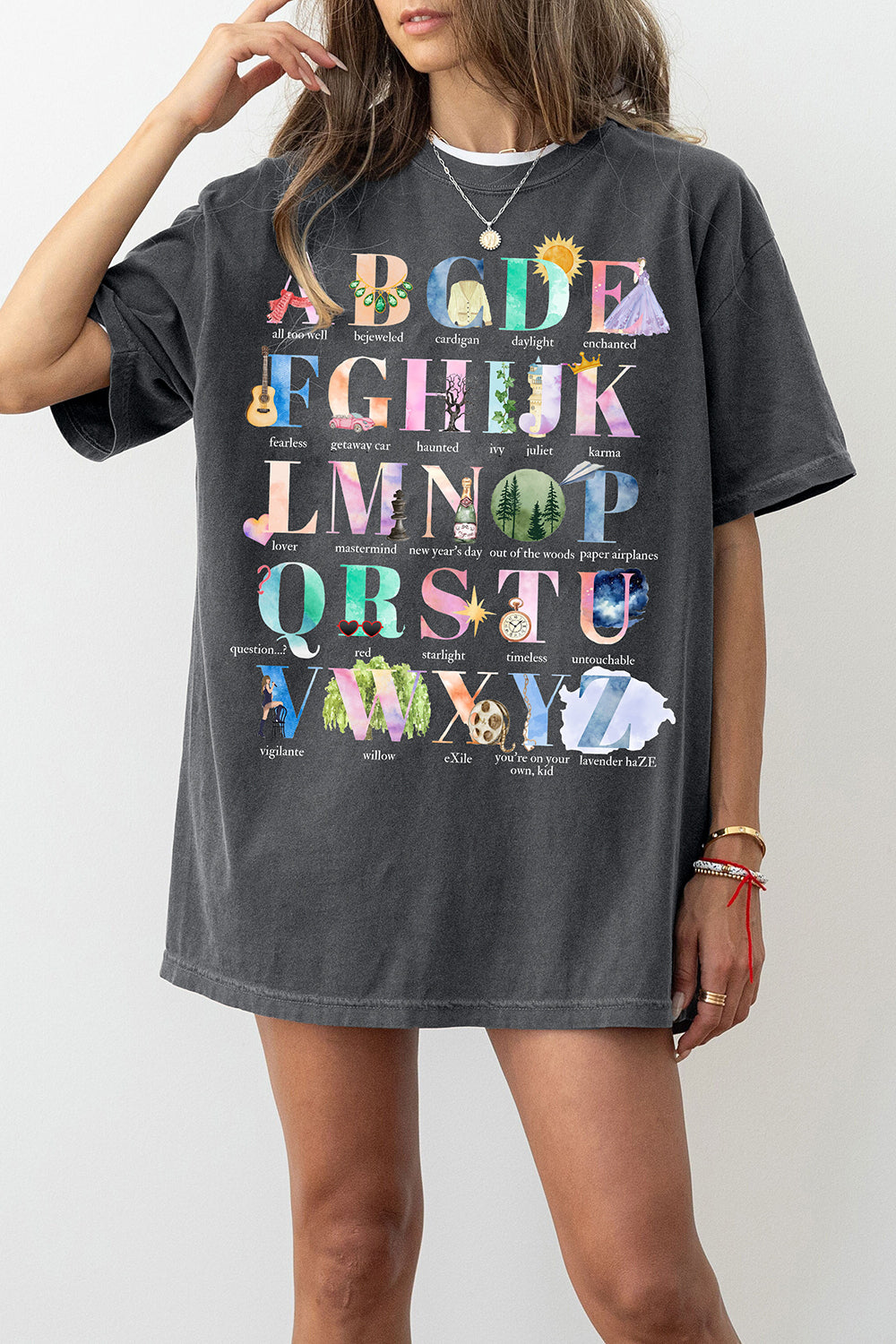 T-Shirt Swift Eras Merch, Shirt Swift Eras Alphabet For Women