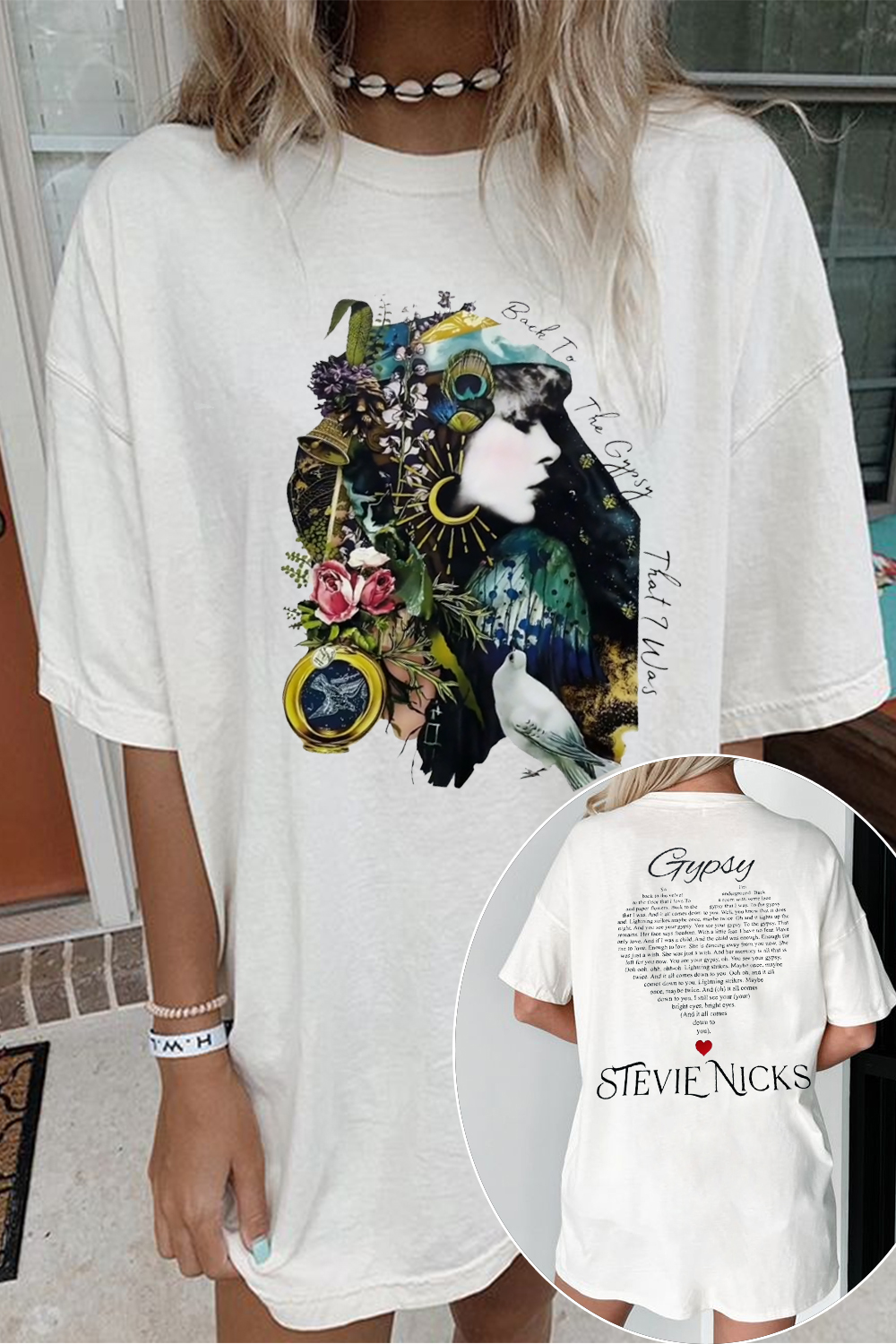 New T-Shirt Stevie Nicks Merch, Shirt Stevie Nicks Double-Sided Printed Short-Sleeved