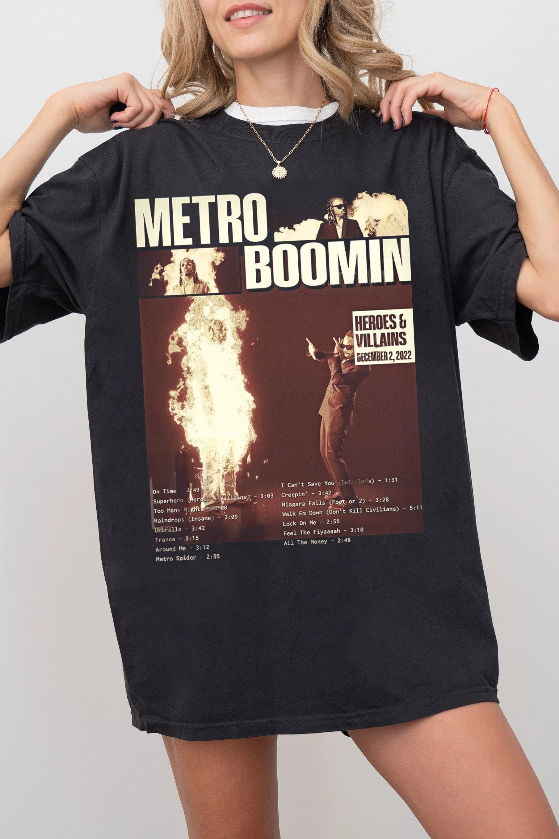 T-Shirt Retro Metro Merch, Shirt Retro Metro Boomin Vintage For Women