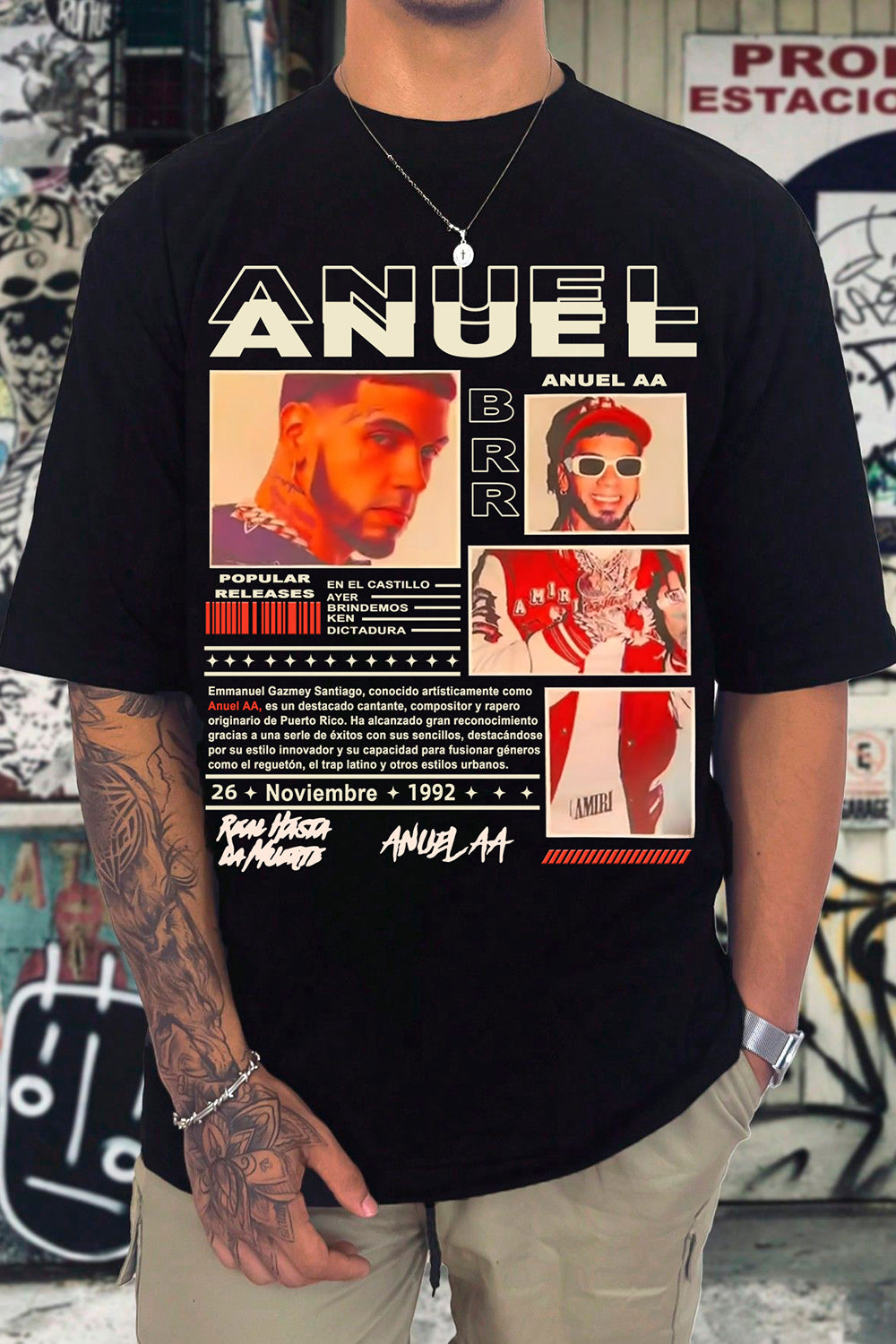 T-Shirt Poleras De Merch, Shirt Poleras De Anuel Aa Graphic For Men