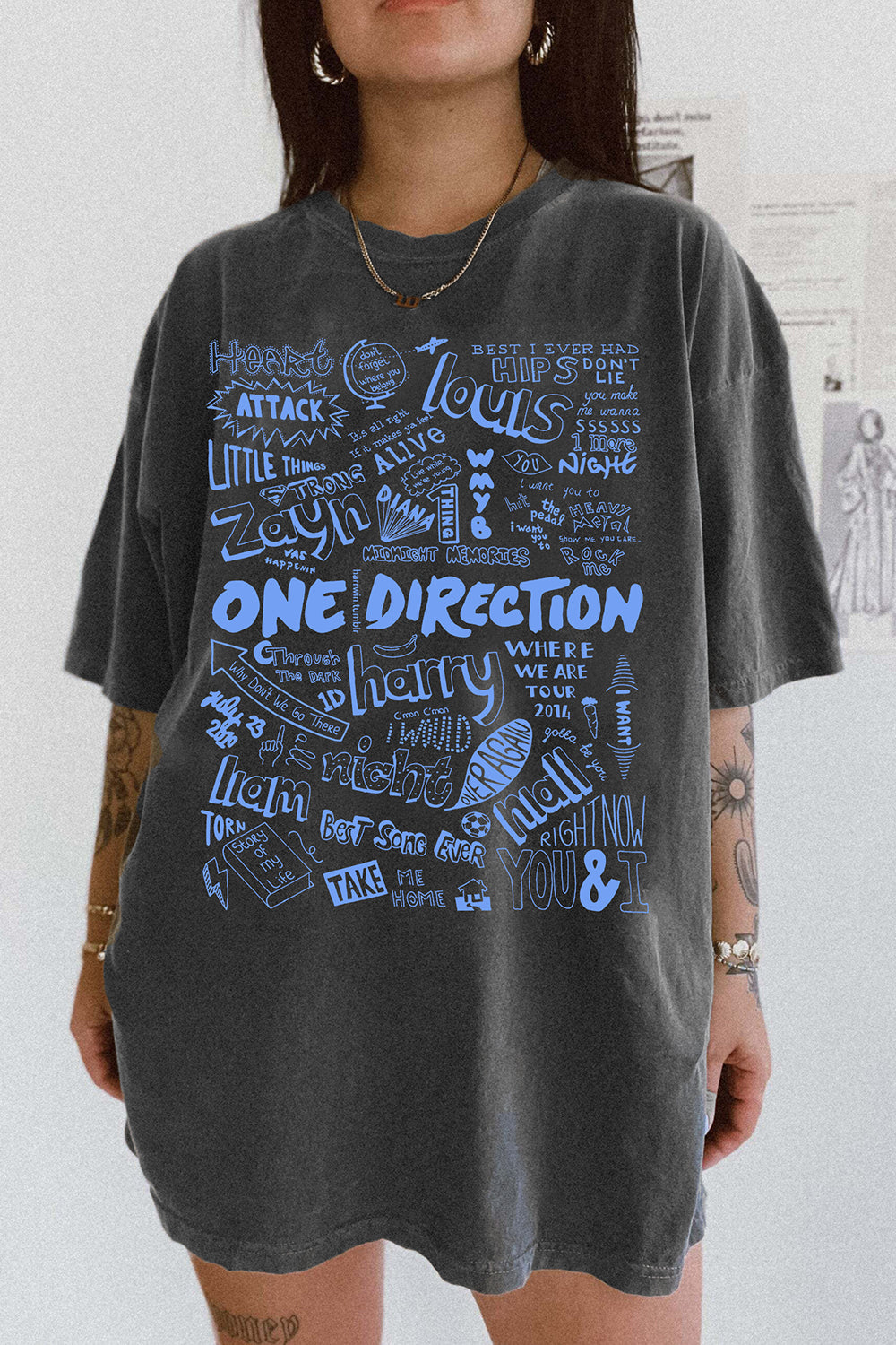 T-Shirt One Direction Merch, Shirt One Direction Music Band Retro Midnight Memories Song Music Country For Women
