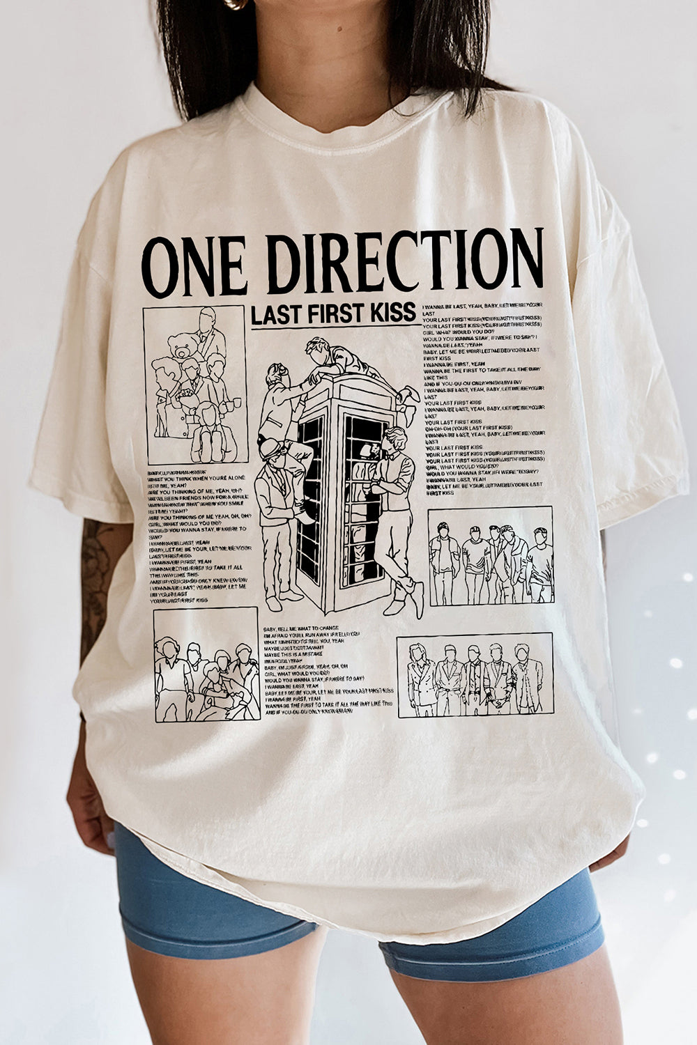 New T-Shirt One Direction Merch, Shirt One Direction 1D Lyric Retro For Women