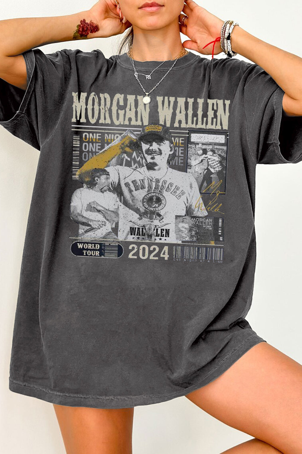 T-Shirt Morgan One Merch, Shirt Morgan One Night At A Time Tour 2024 For Women