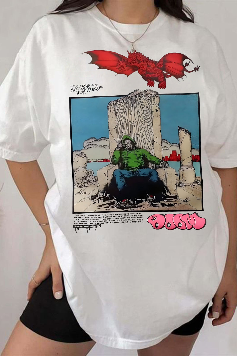 New T-Shirt Mf Doom Merch, Shirt Mf Doom Dragon Graphic For Women