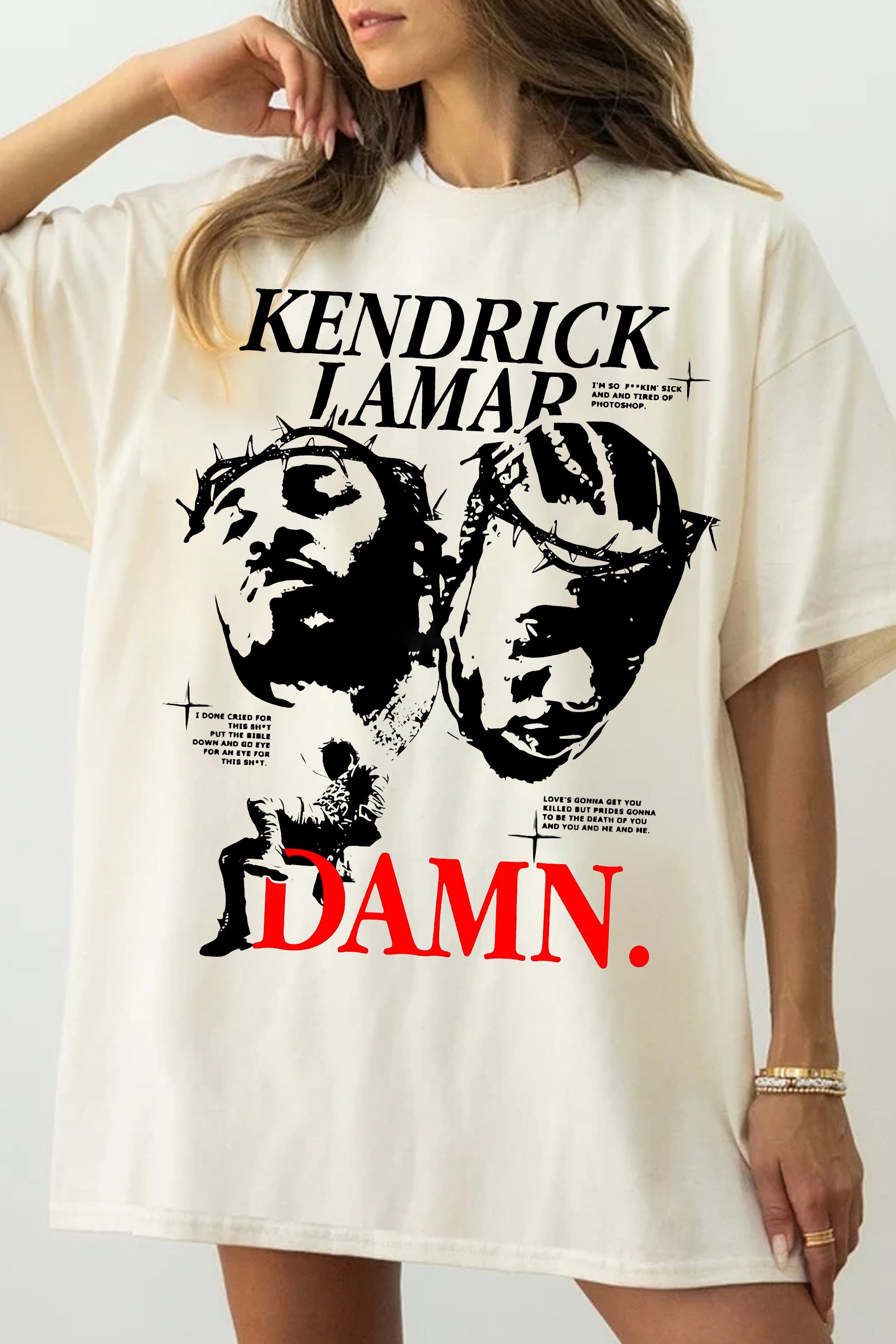 T-Shirt Kendrick Lamar Merch, Shirt Kendrick Lamar Damn For Women