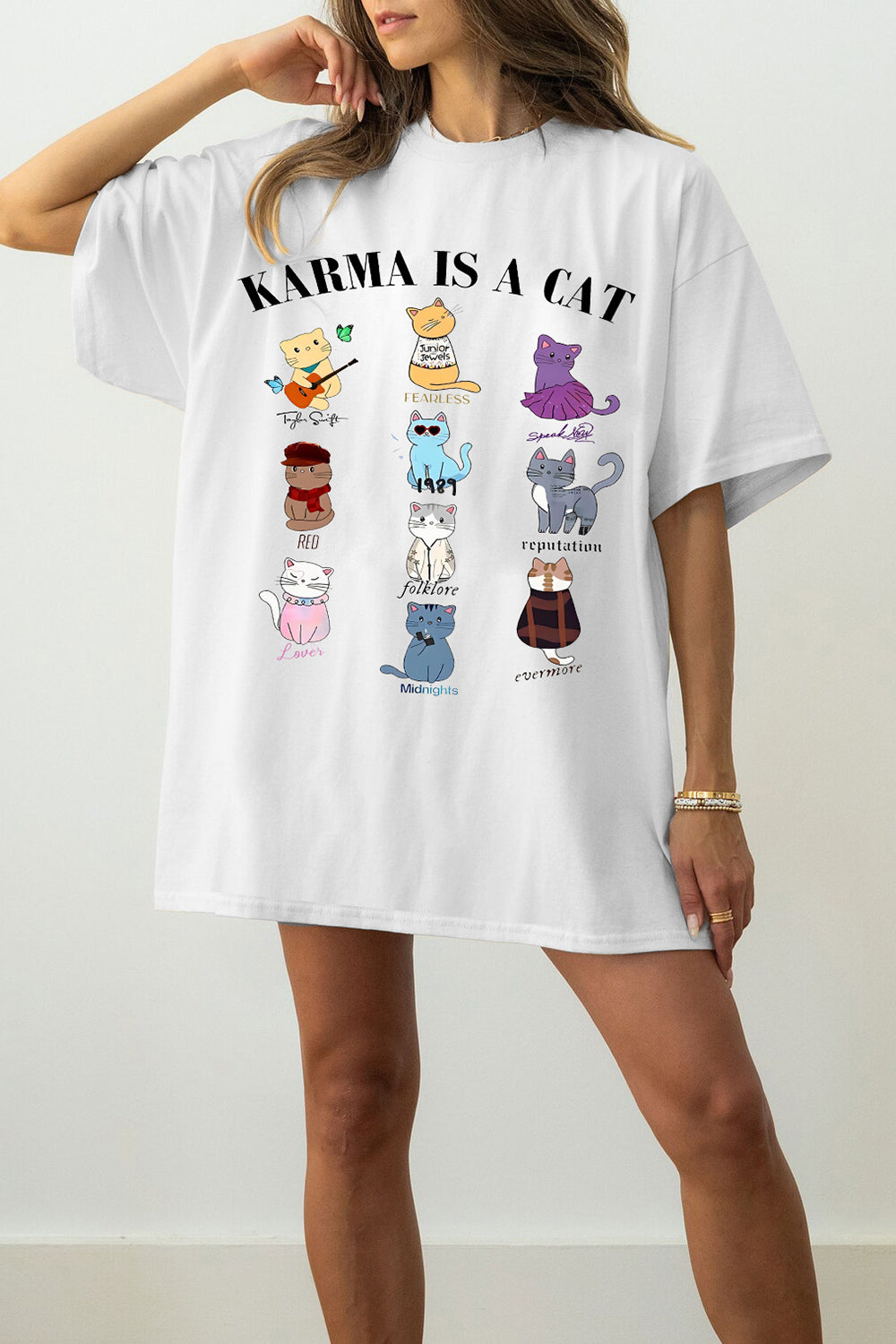 T-Shirt Karma Is Merch, Shirt Karma Is A Cat Taylor Eras Cat Lover For Women