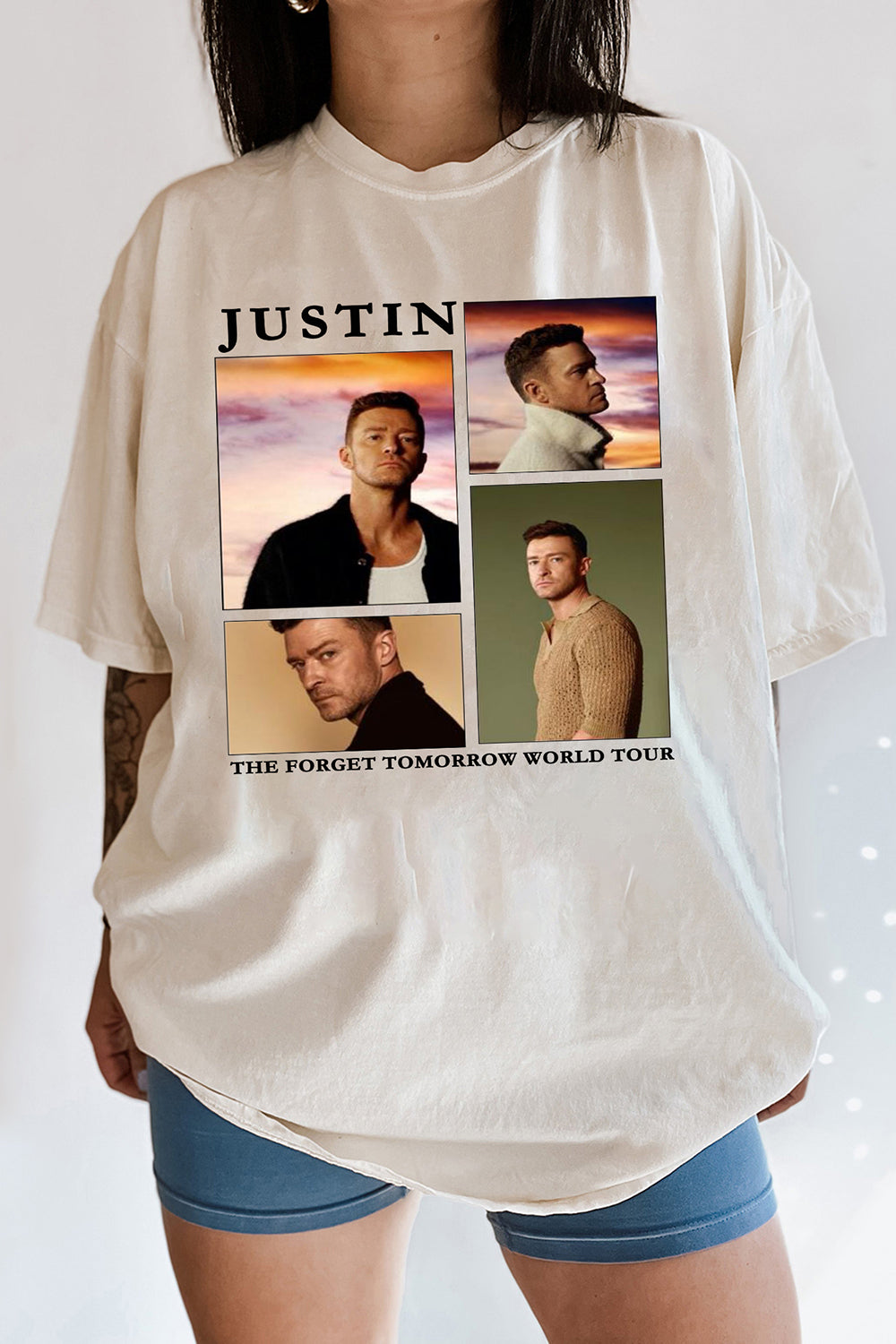 T-Shirt Justin Timberlake Merch, Shirt Justin Timberlake Merch Forget Tomorrow Tour For Women