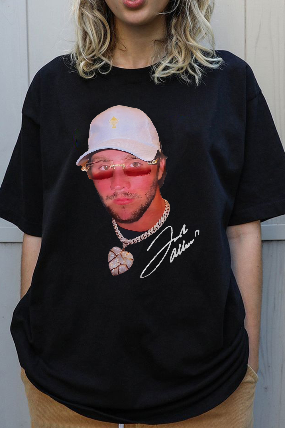 New T-Shirt Josh Allen Merch, Shirt Josh Allen Poster Letter Print Short-Sleeved