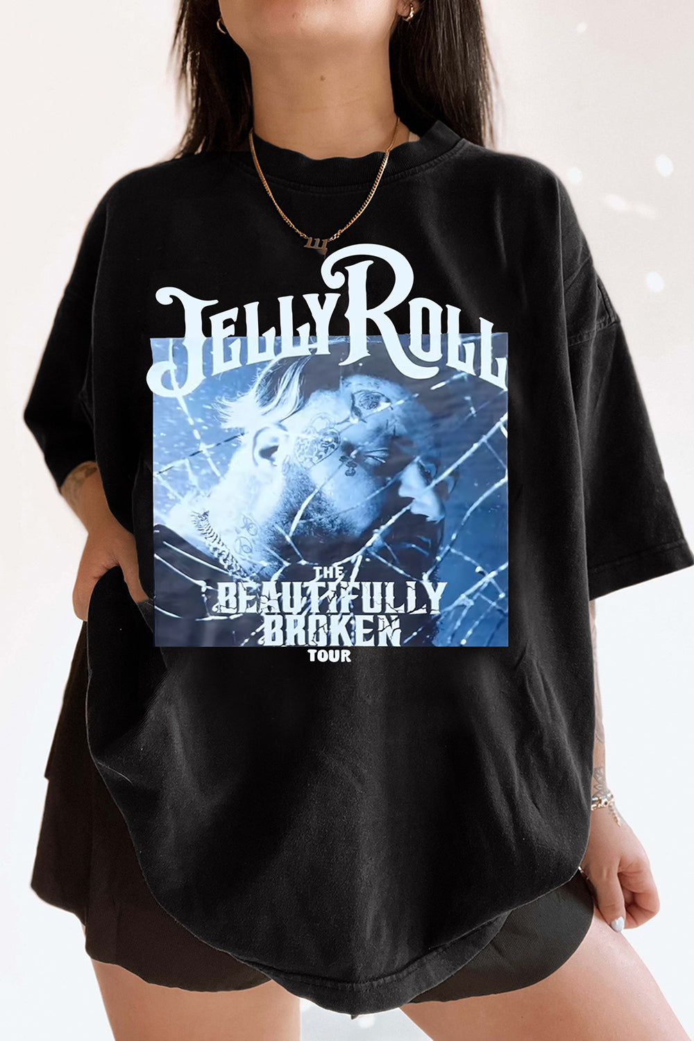 New T-Shirt Jelly Roll Merch, Shirt Jelly Roll Tour Beautifully Broken Tour For Women