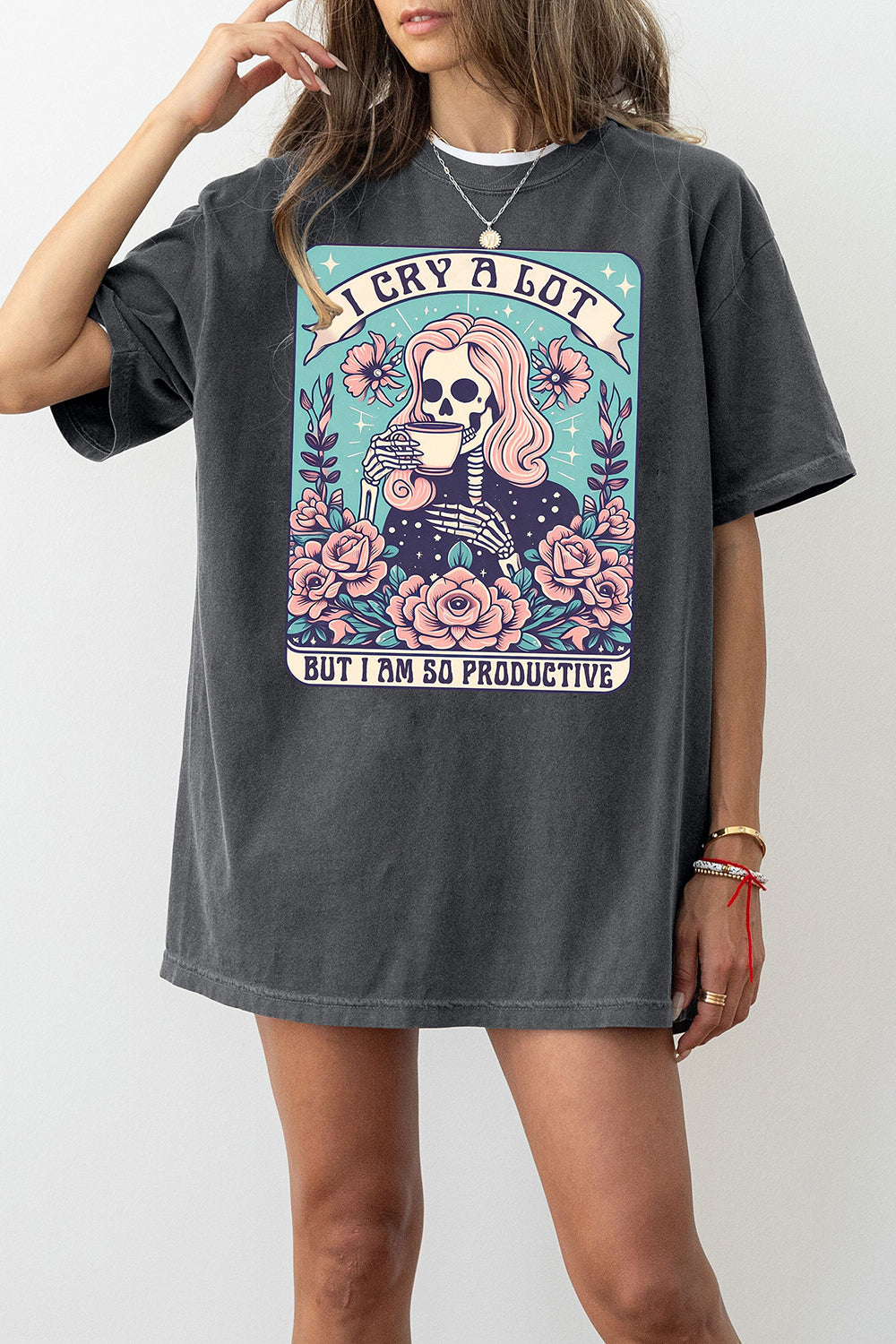 New T-Shirt I Cry Merch, Shirt I Cry A Lot But I Am So Productive Funny Ttpd Lyrics For Women