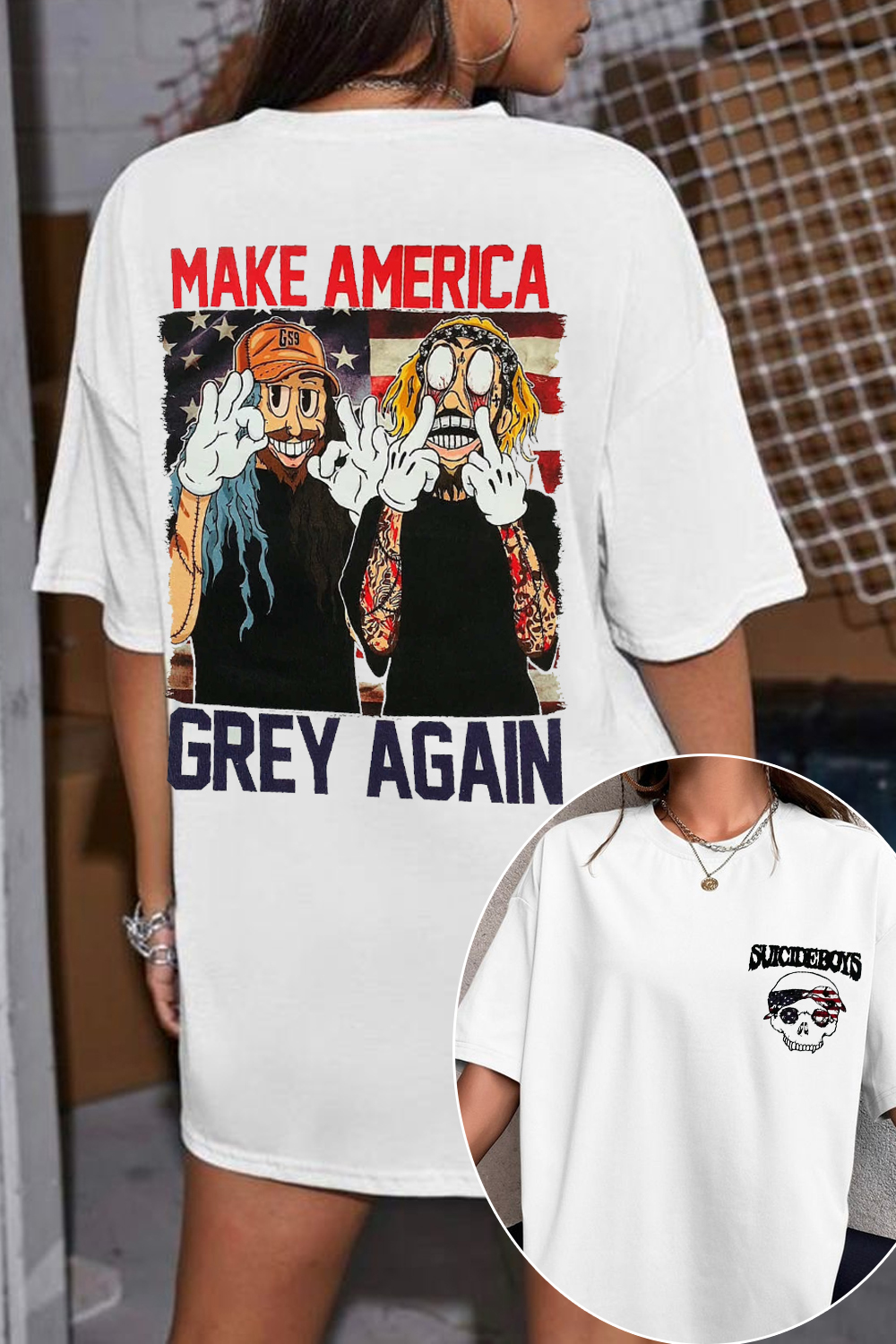 T-Shirt Greyday Double-Sided Merch, Shirt Greyday Double-Sided Printed Short-Sleeved