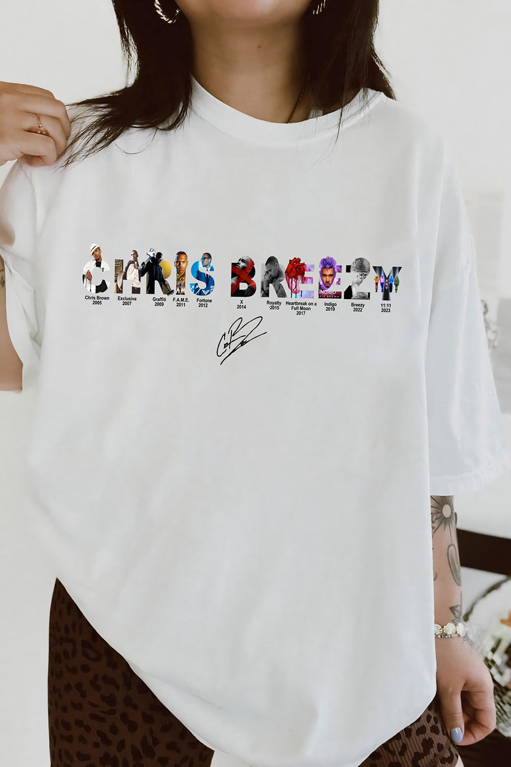 New T-Shirt Breezy Album Merch, Shirt Breezy Album Chris Brown Graphic For Women