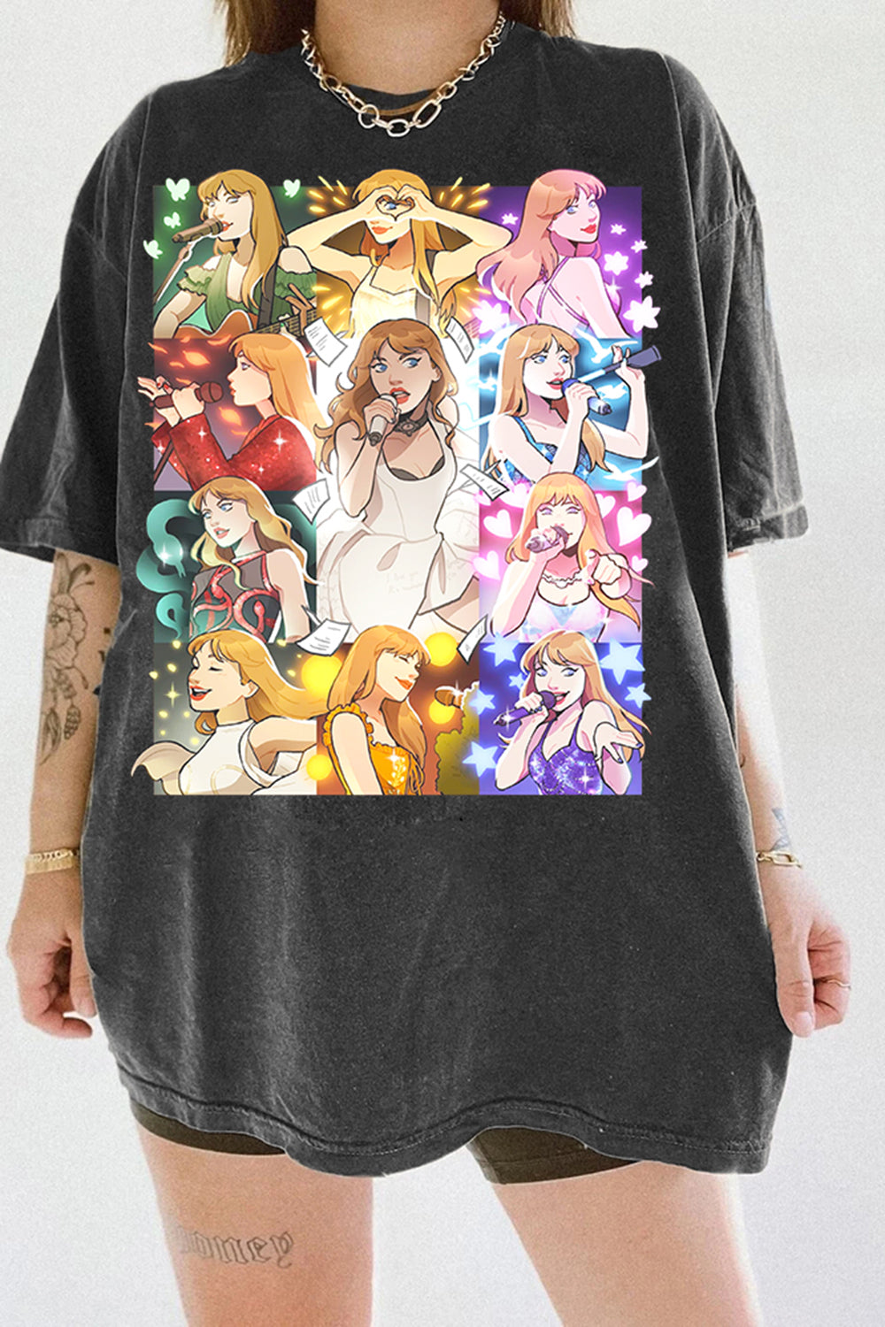 T-Shirt Cartoon Taylor Merch, Shirt Cartoon Taylor Swift Tour For Women