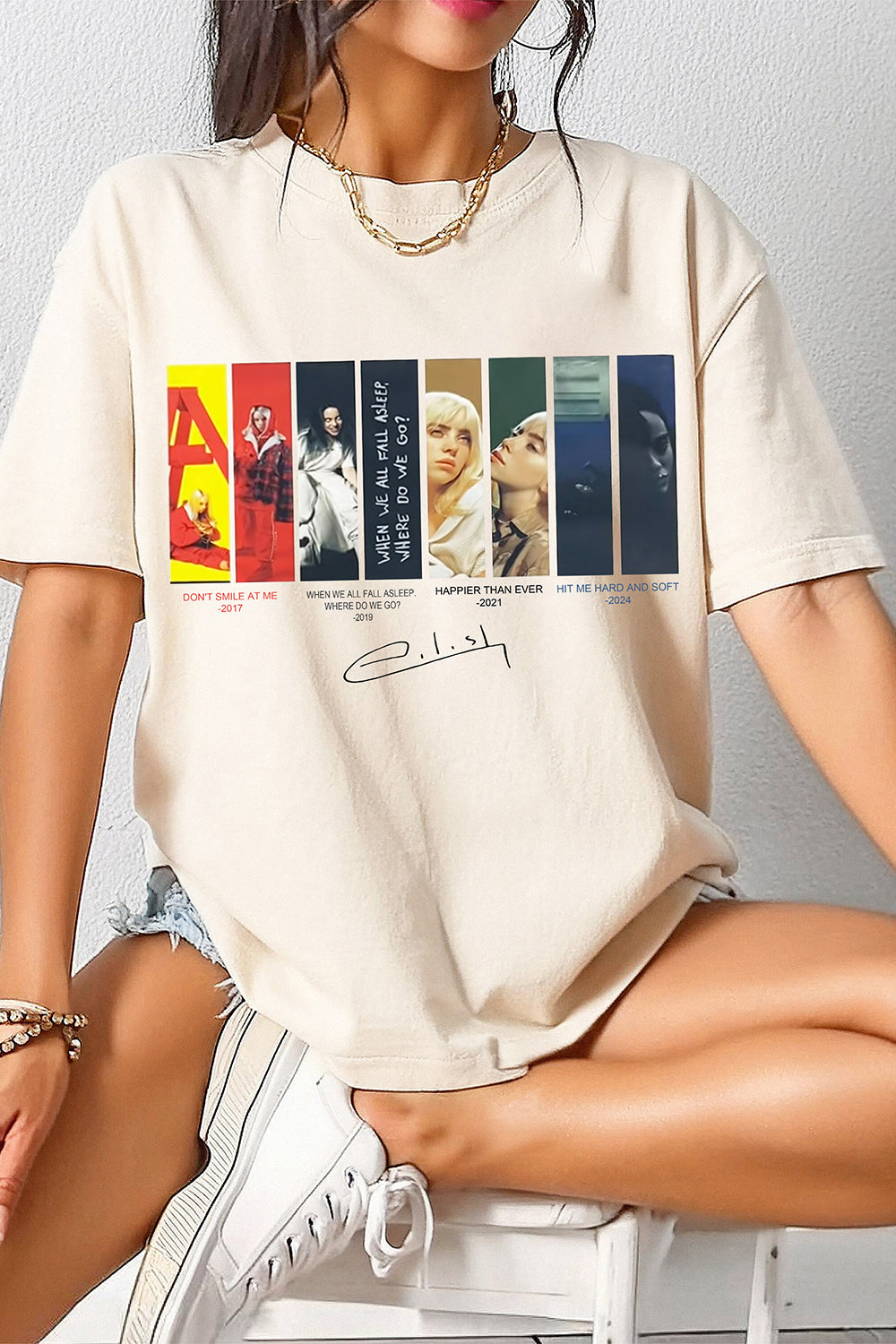 New T-Shirt Billie Eilish Merch, Shirt Billie Eilish Concert Graphic For Women