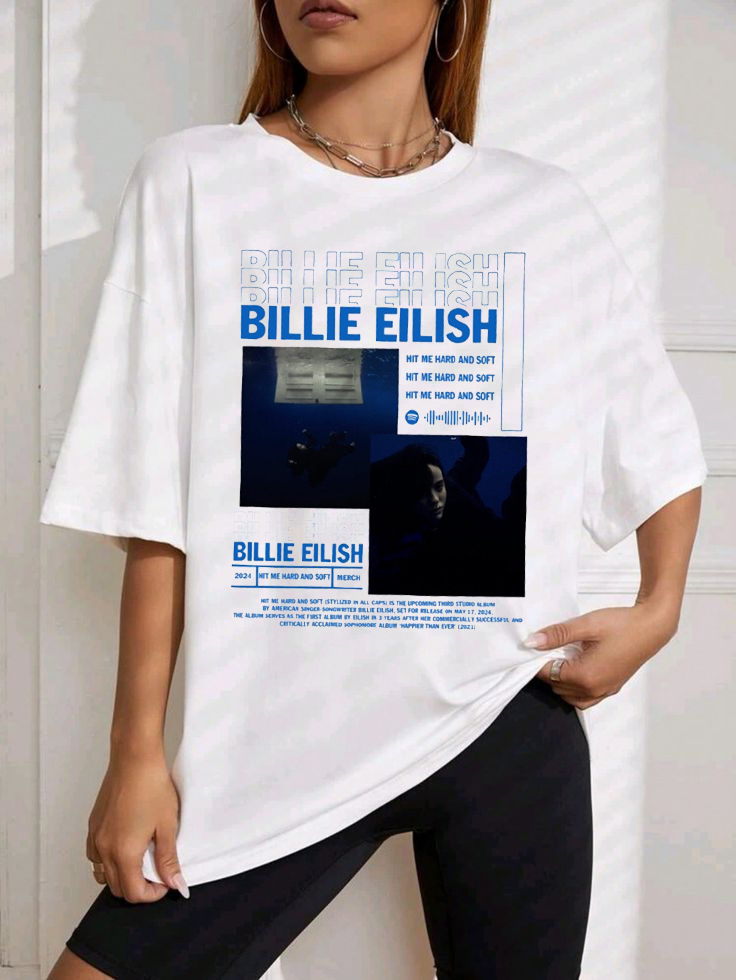 T-Shirt Billie Eilish Merch, Shirt Billie Eilish Personalized Printed Short-Sleeved