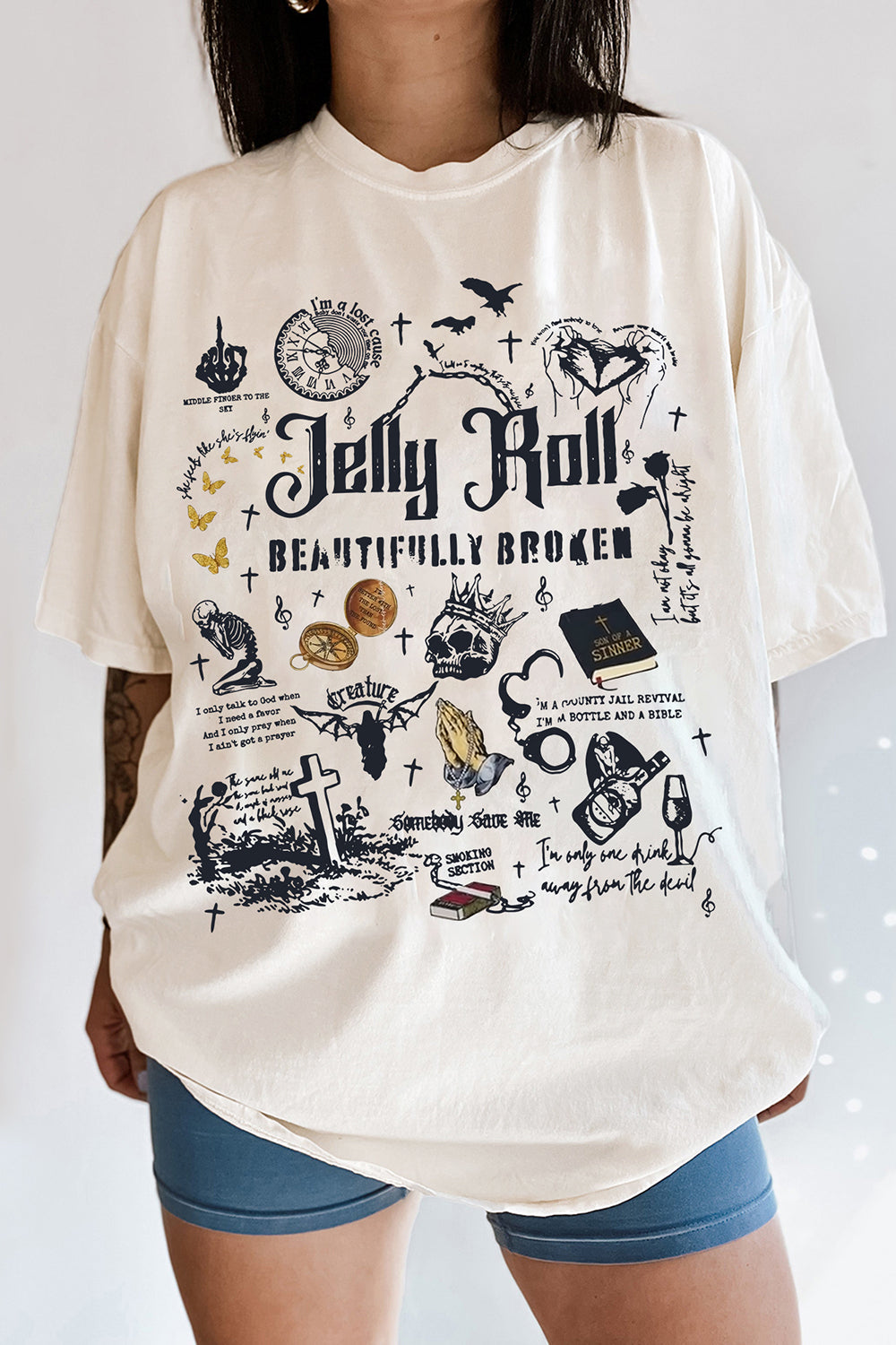 New T-Shirt Beautifully Broken Merch, Shirt Beautifully Broken I Am Not Okay Jelly Roll For Women