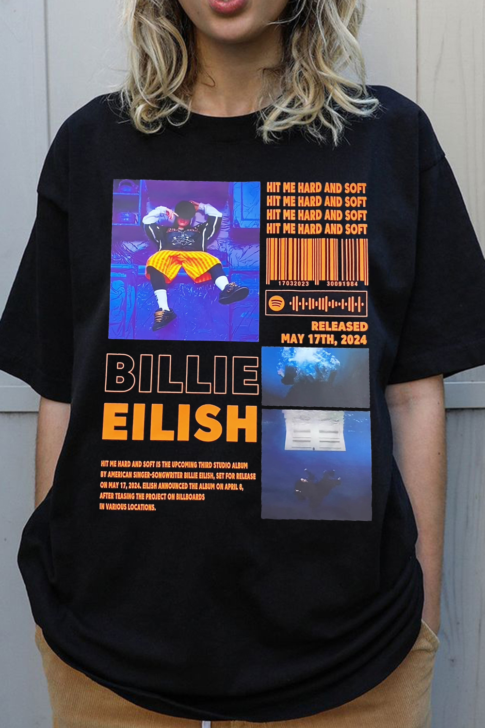 T-Shirt Billie Eilish Merch, Shirt Billie Eilish Letter Print Short-Sleeved