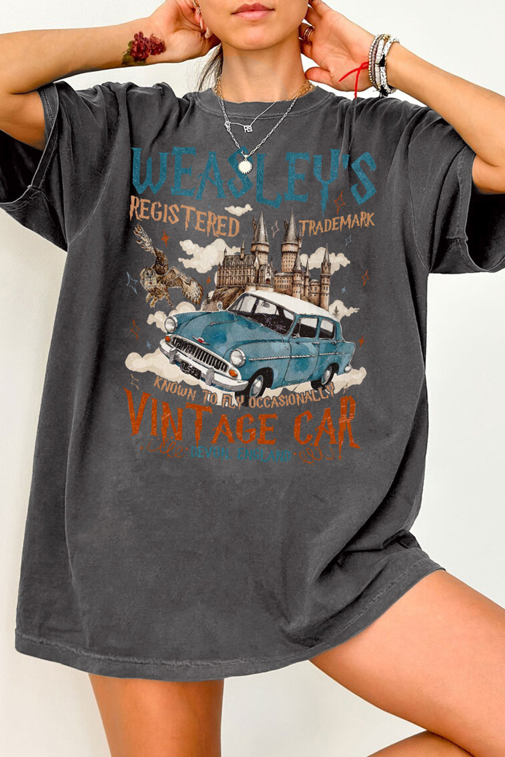 New T-Shirt Wizard Flying Merch, Shirt Wizard Flying Car Vintage Style Weasley Car For Women