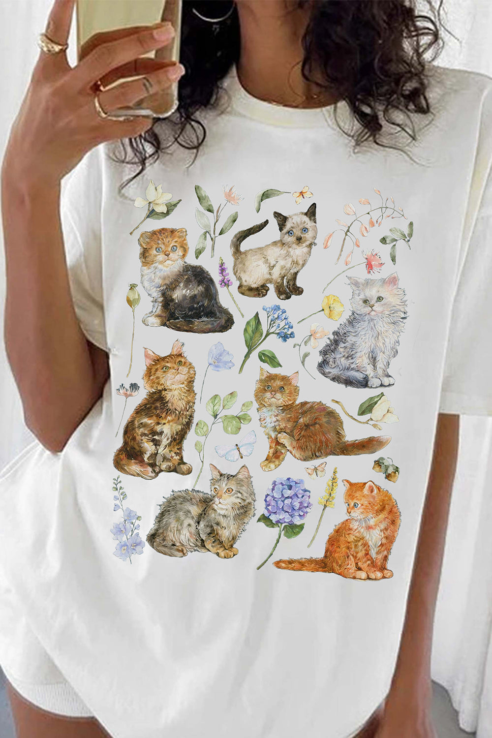 New T-Shirt Wildflower Aesthetic Merch, Shirt Wildflower Aesthetic Cat For Women