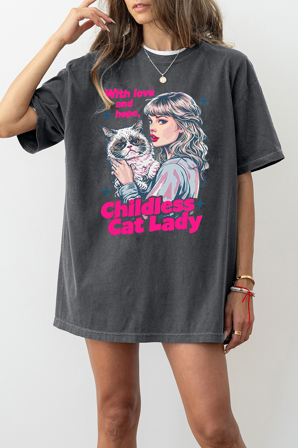 T-Shirt With Love Merch, Shirt With Love & Hope Swifties Childless Cat Lady For Women