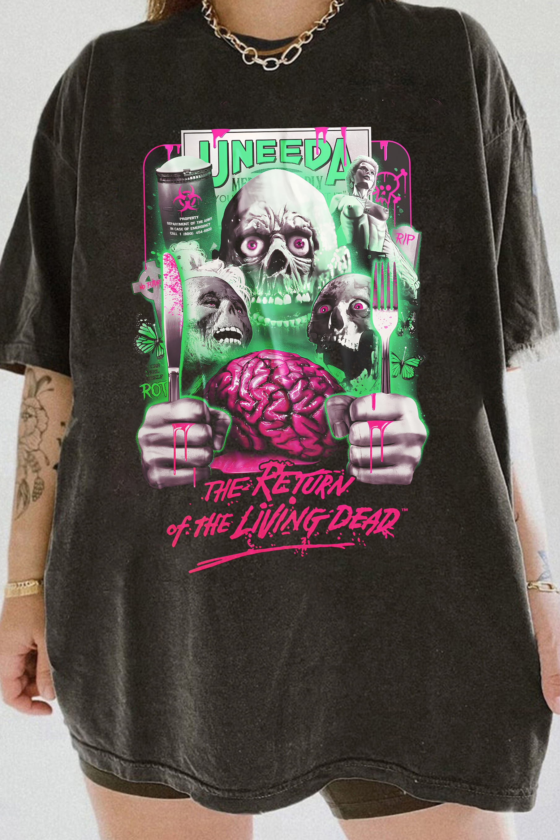 T-Shirt Vintage Skull Merch, Shirt Vintage Skull The Return To The Living Dead For Women