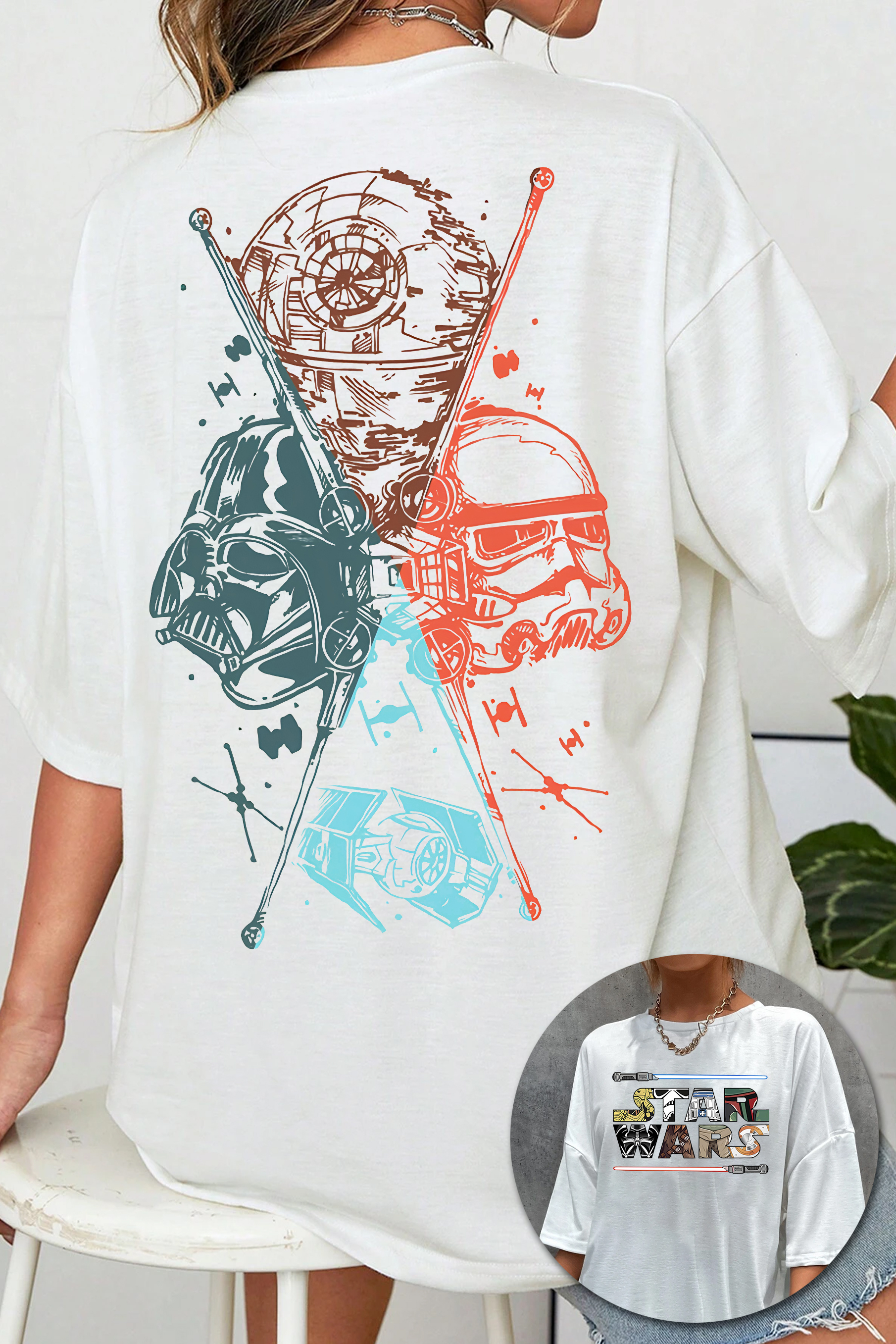 New T-Shirt Vintage Star Merch, Shirt Vintage Star Wars May The Force Be With You For Women