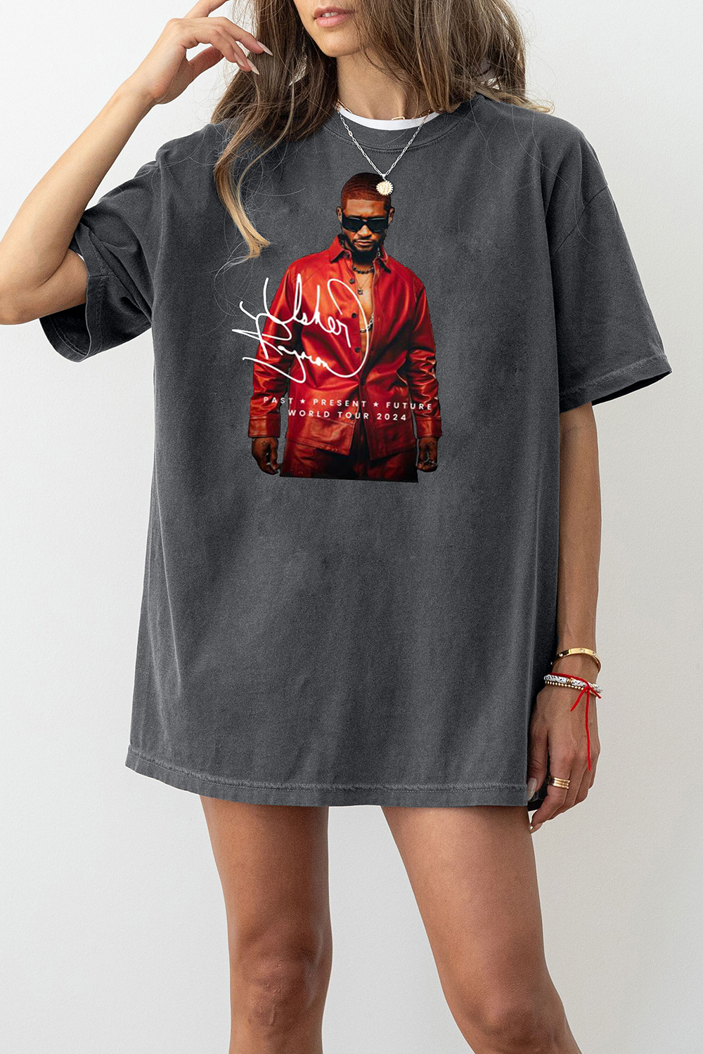 New T-Shirt Usher Concert Merch, Shirt Usher Concert Past Present Future Tour For Women