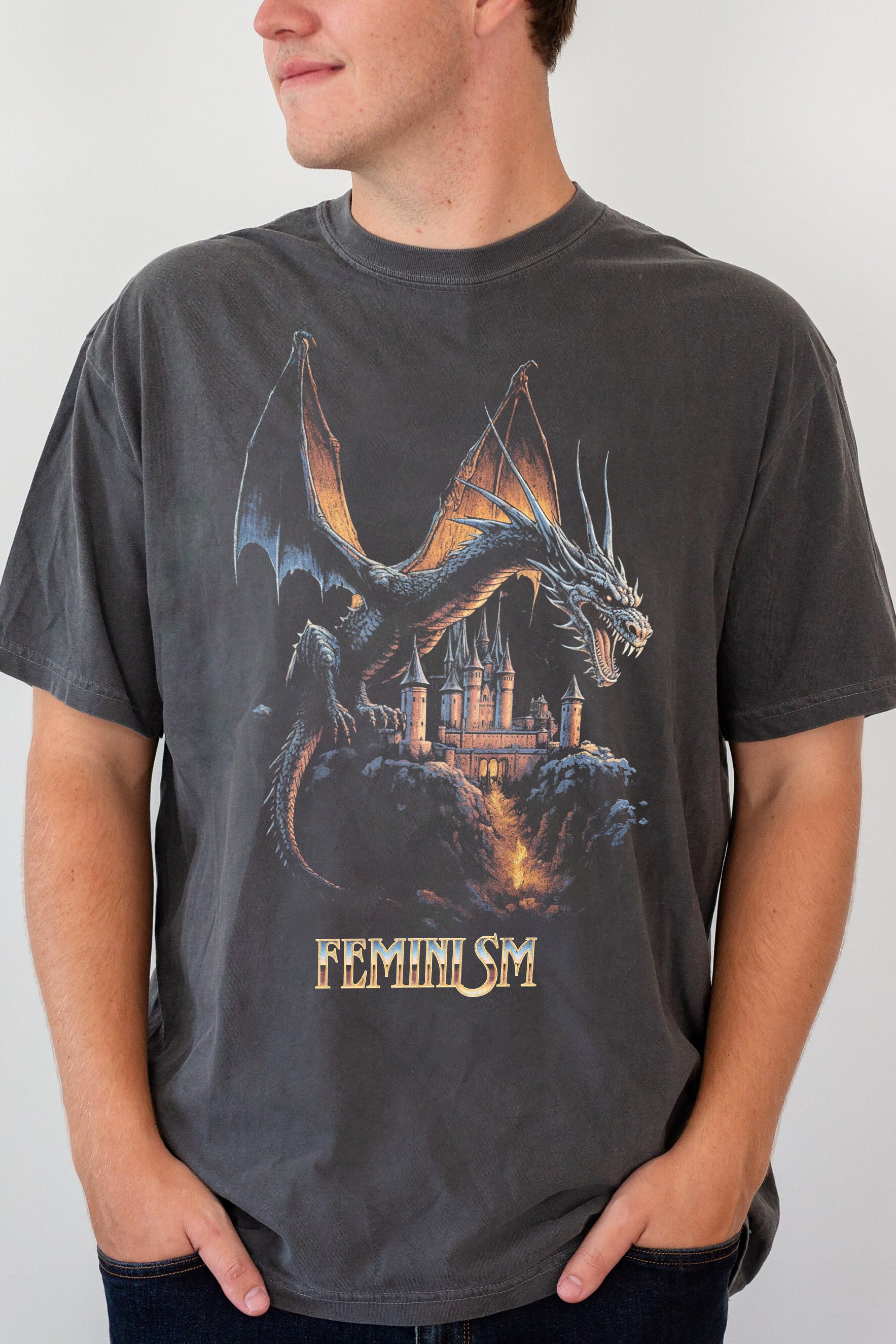 New T-Shirt Unisex Feminism Merch, Shirt Unisex Feminism Dragon Fantasy