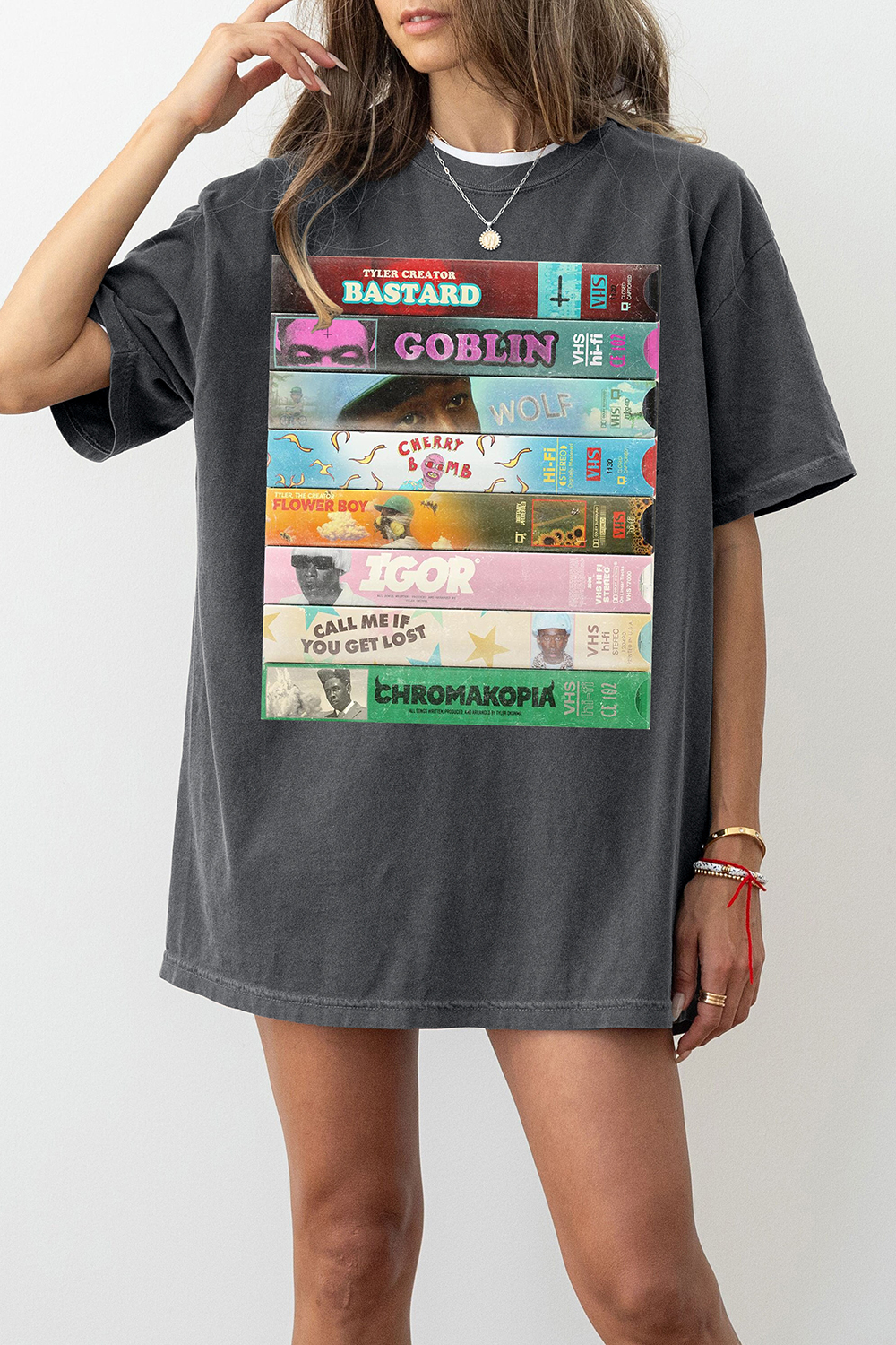 New T-Shirt Tyler The Merch, Shirt Tyler The Creator Vhs Discography For Women