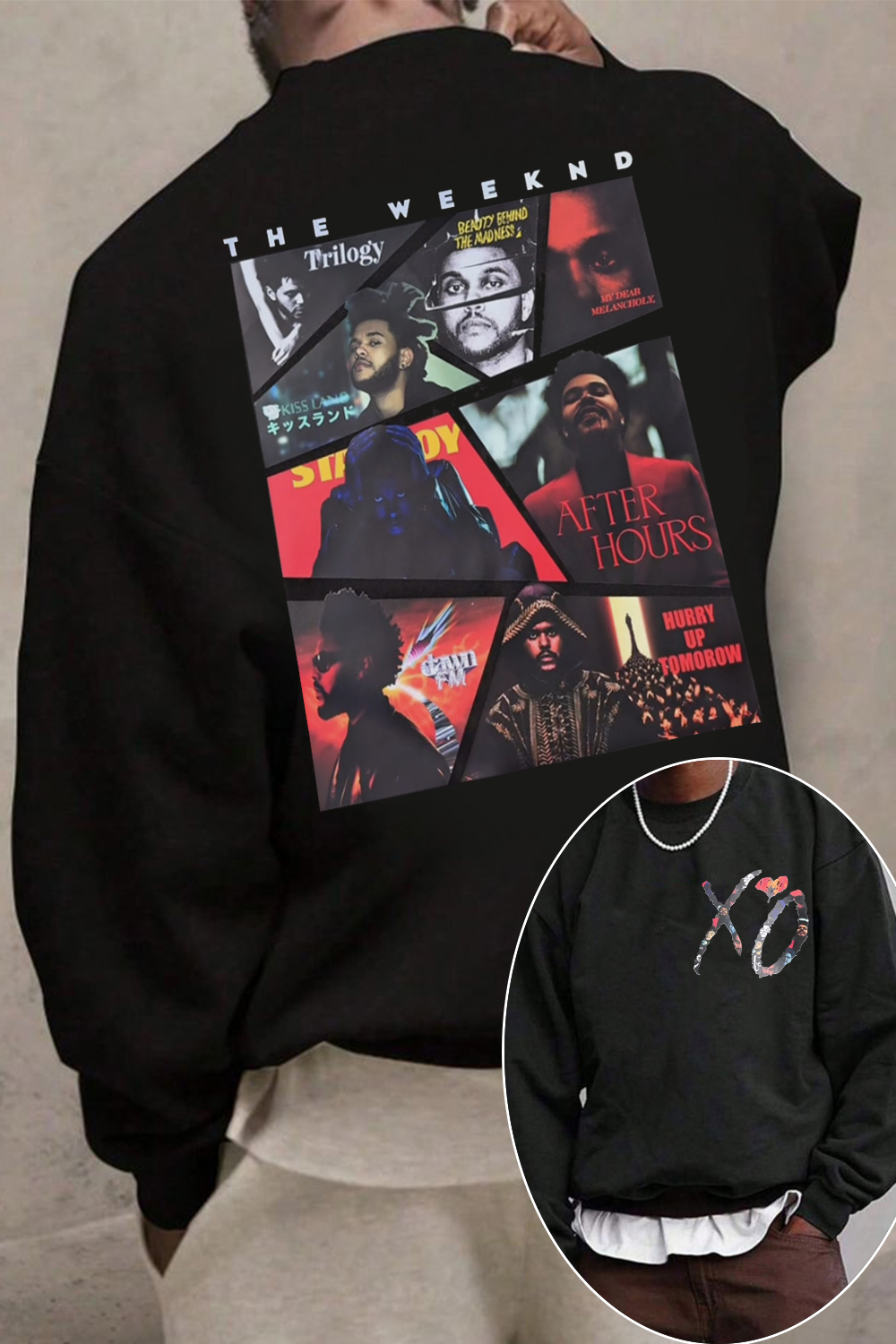 Theweeknd Double-Sided Printed Round Neck Sweatshirt