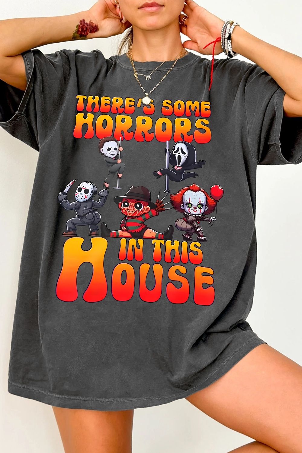 New T-Shirt There’S Some Merch, Shirt There’S Some Horrors In This House For Women