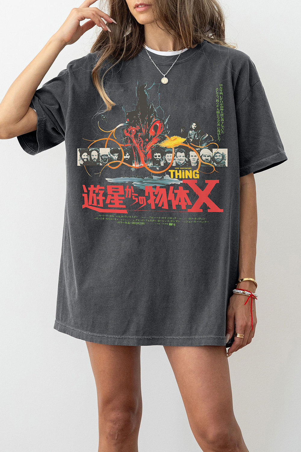 T-Shirt The Thing Merch, Shirt The Thing Movie Retro Japanese Poster Graphic For Women