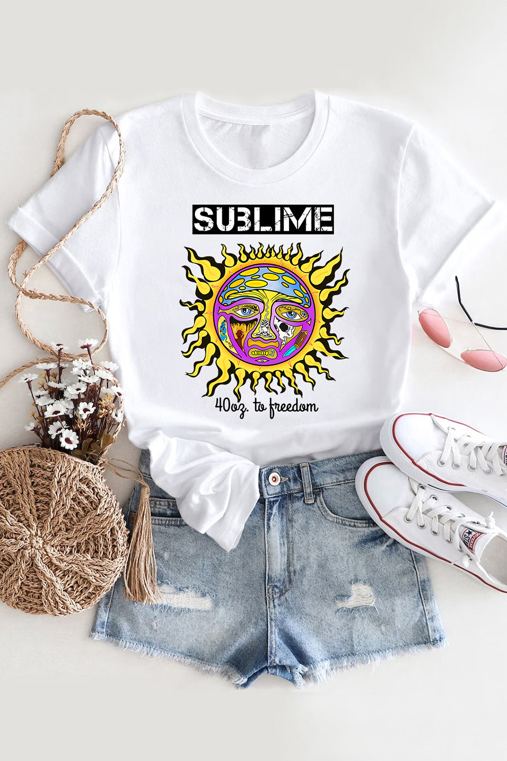 New T-Shirt Sublime 40Oz. Merch, Shirt Sublime 40Oz. To Freedom For Women